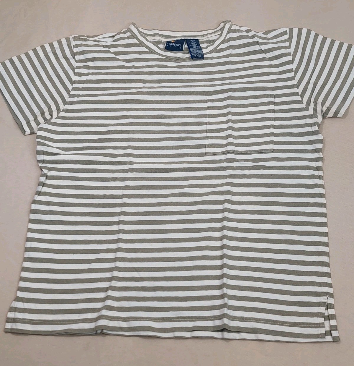 Vintage 90s Lizsport Stripe Tee Cotton Linen Top Sm Normcore Coastal Grandma