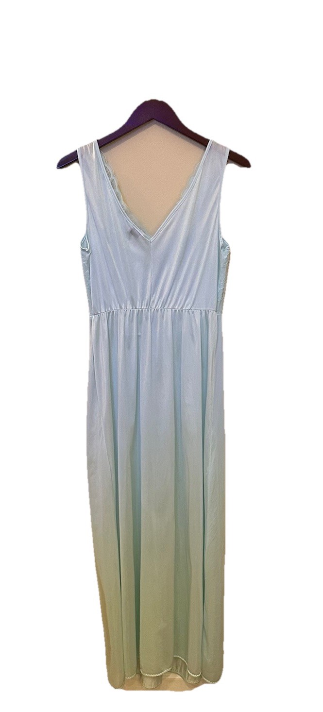 VTG Soft Moments Peignoir Set Blue Lace Robe & Nightgown Large USA Honeymoon