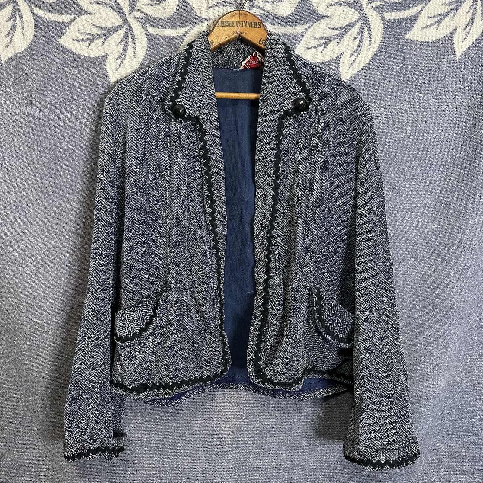 Vintage 50/60s Collegiate Girl Josette Corduroy Trimmed Light Jacket Handmade M