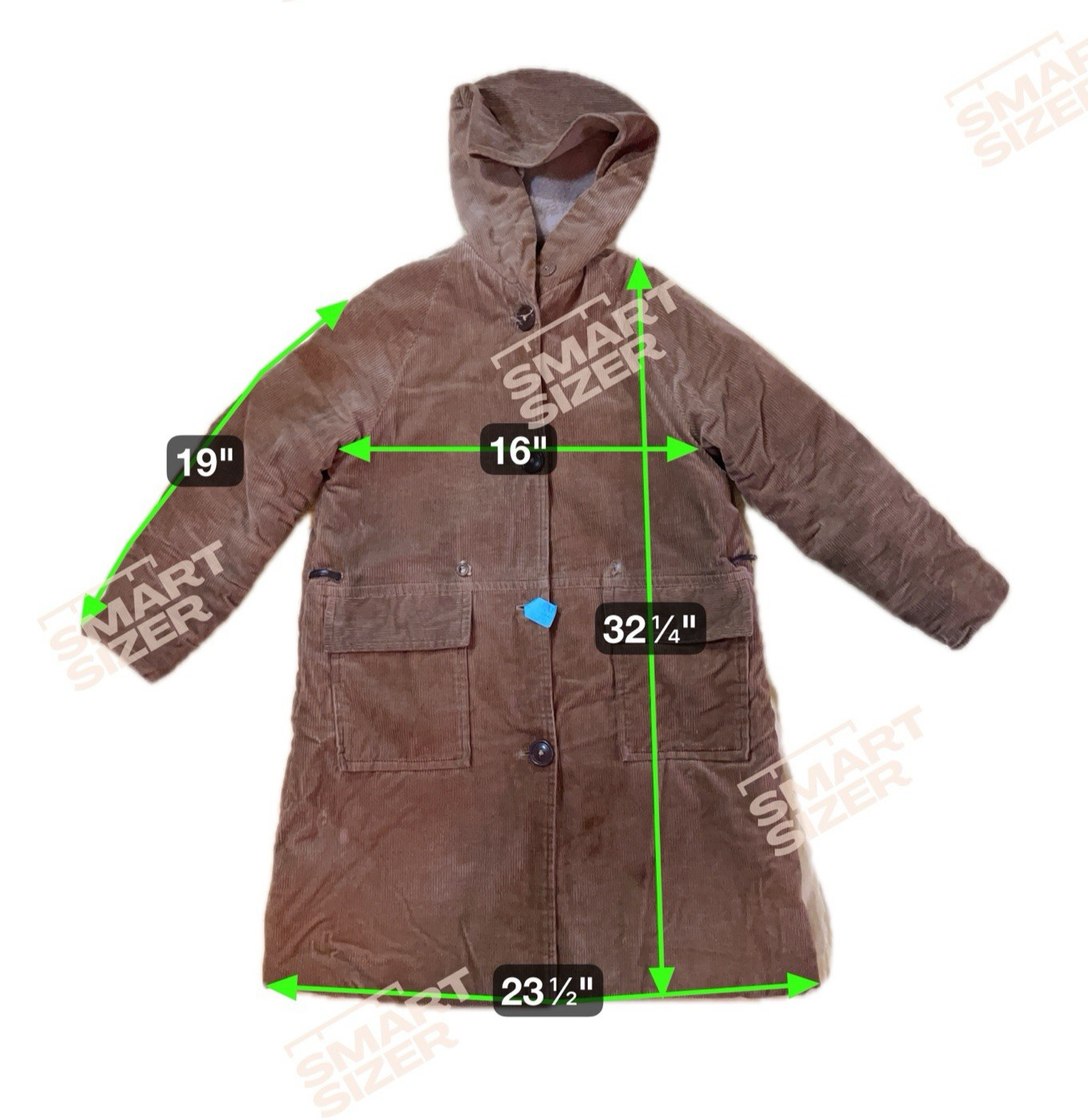 Vintage Brown Corduroy Hooded Coat See Measurements No Tag Maybe Handmade Prop