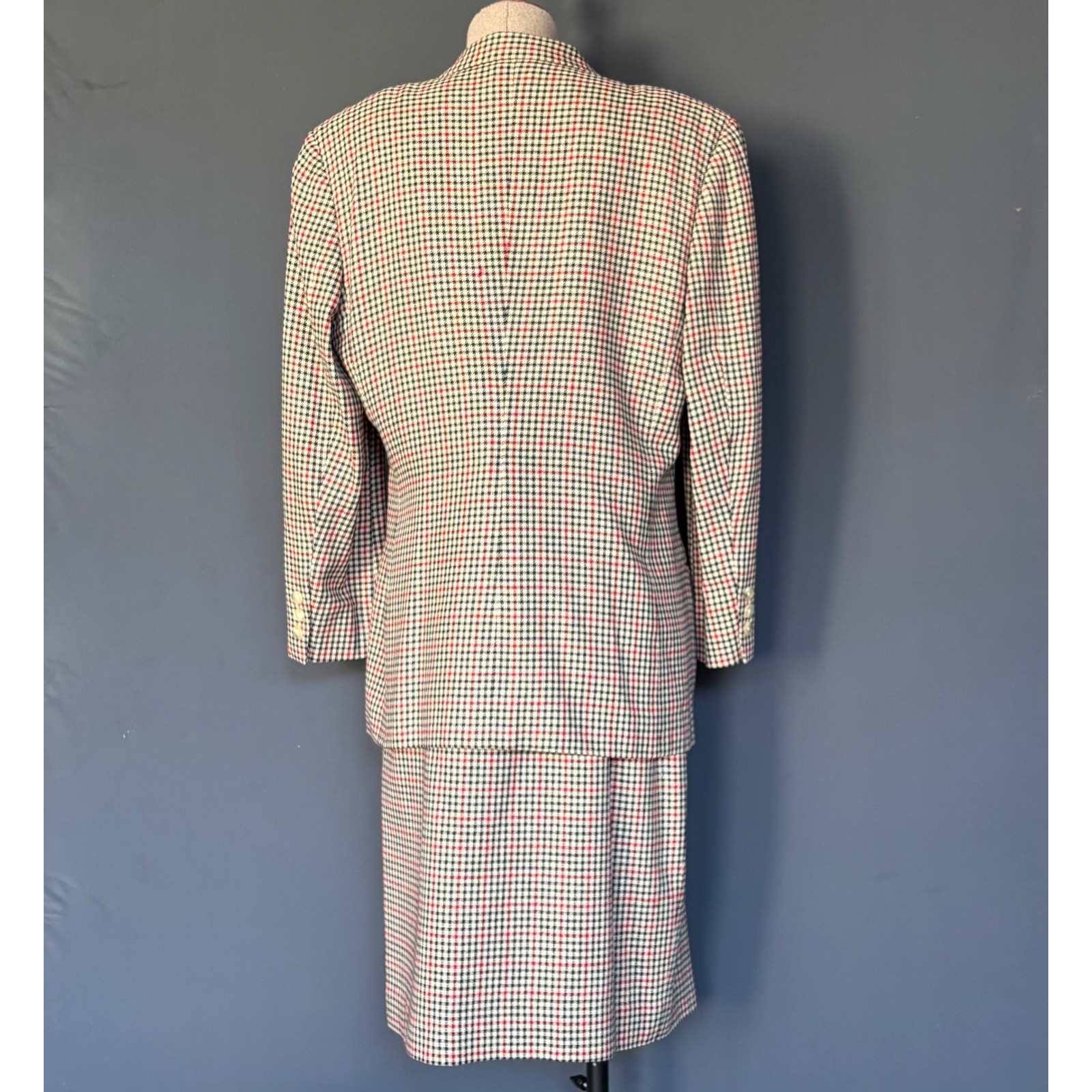 2 Pcs Brooks Brothers Skirt Suit – Houndstooth | Silk Wool | Blazer 10 Skirt 12