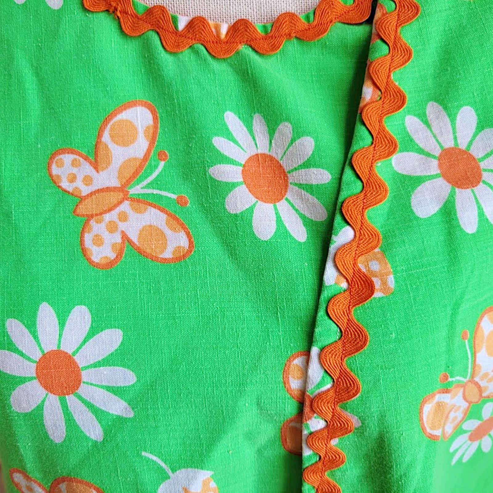 Vintage 1960’s Wrap Around Shift Dress 3 Arm Hole Mod Flower Power Novelty Print