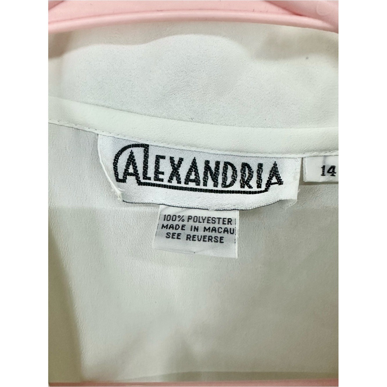 Alexandria NWT White Beaded Collar Blouse Women’s Size 14 Vintage Button Up