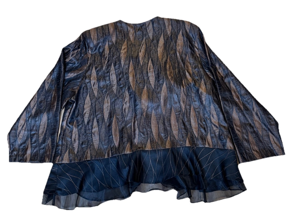 VTG Hosanna Design USA Set 2Pc Top & Skirt Women’s 3x Black Copper Brown Ruffles