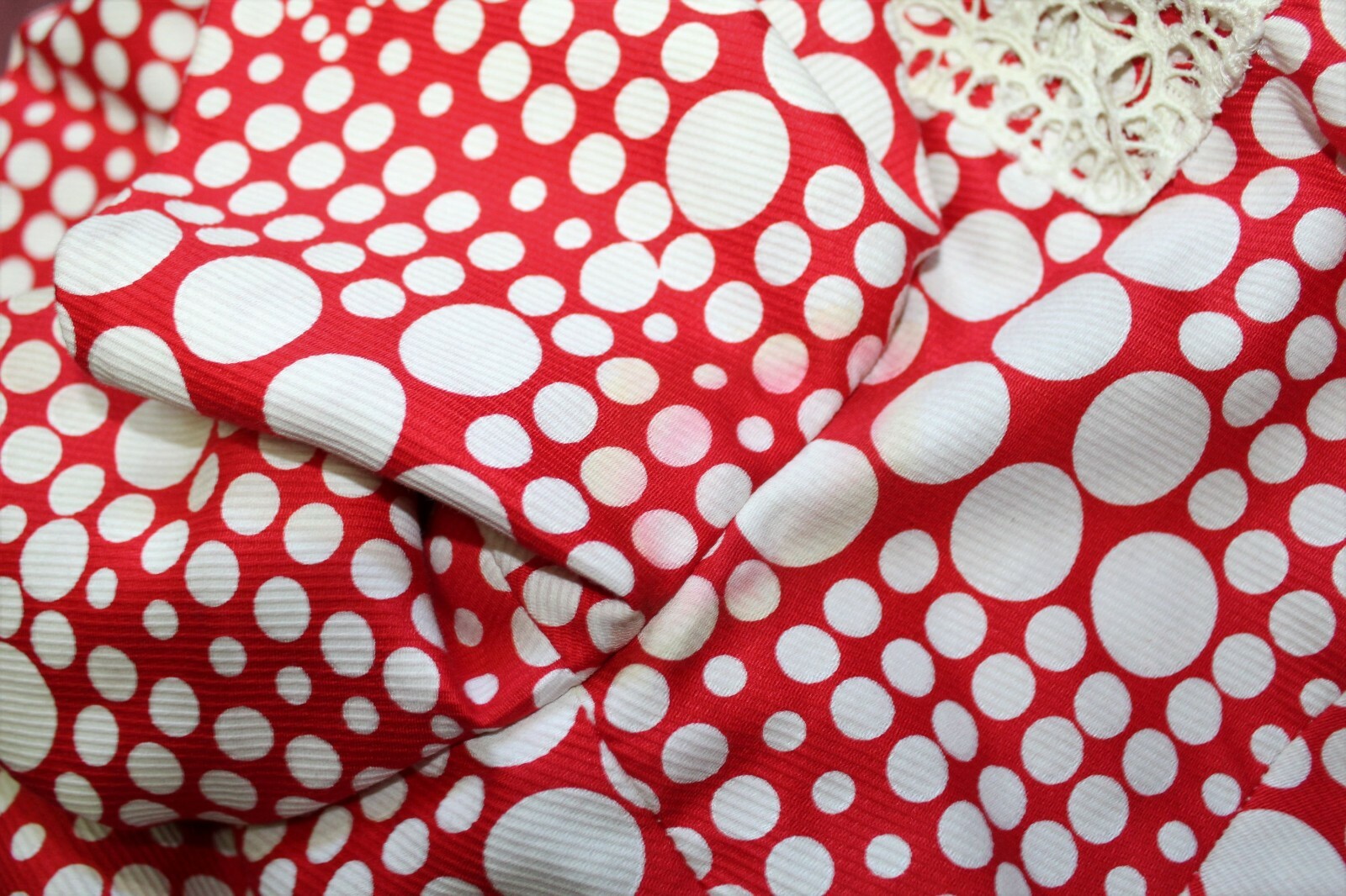 M Vintage 70s Maxi Prom Dress A Line Red White Polka Dot SS Puritan Juniors