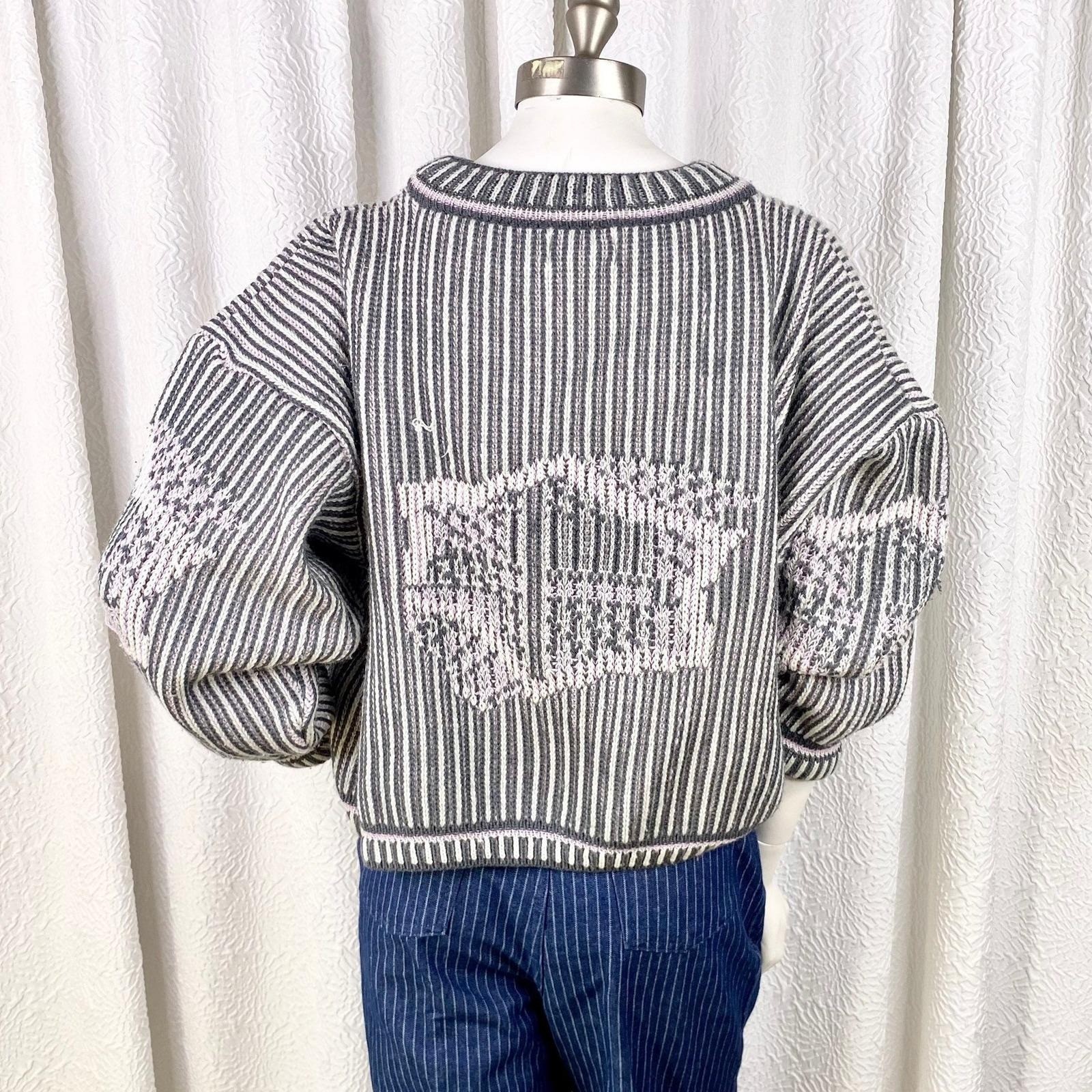 Vintage Unionbay Wool Blend Sweater, Striped Chunky Knit, Y2K Crop Top, Size L
