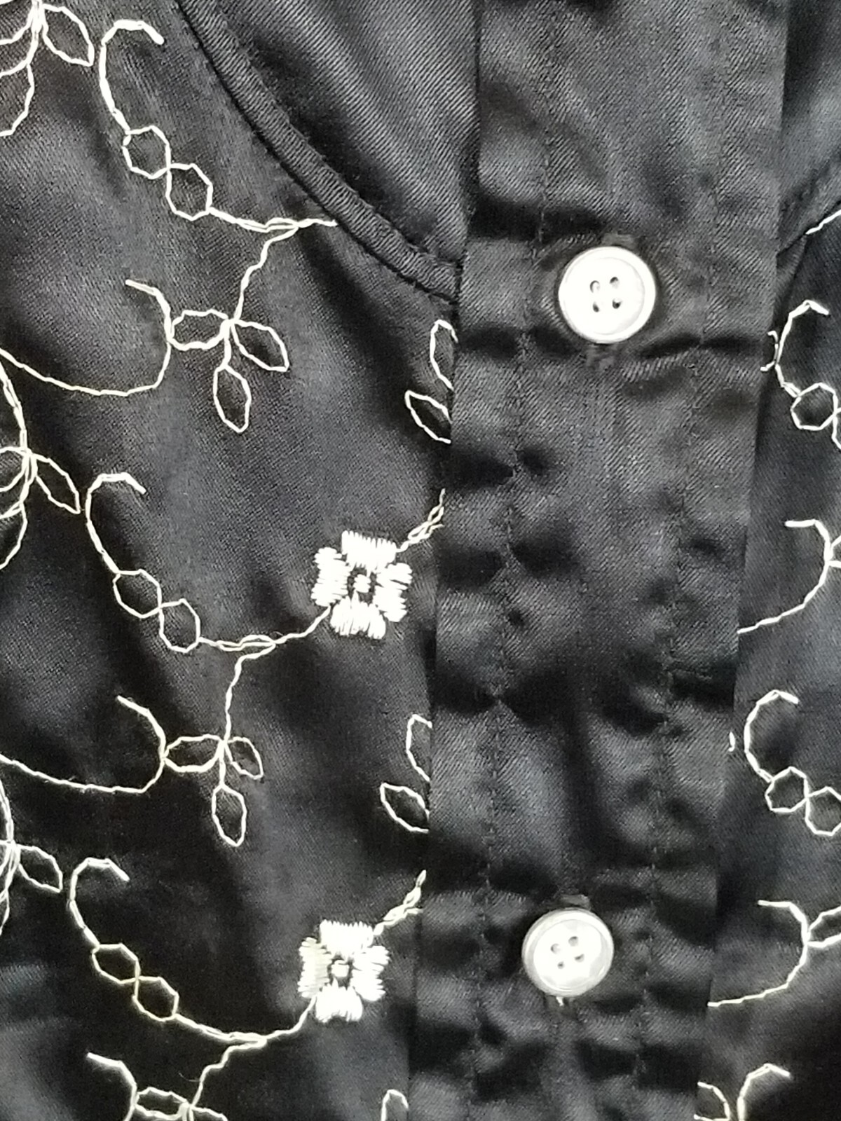 Vintage 70 s Stage West by Prior Black Floral Long Sleeve Top Size 36