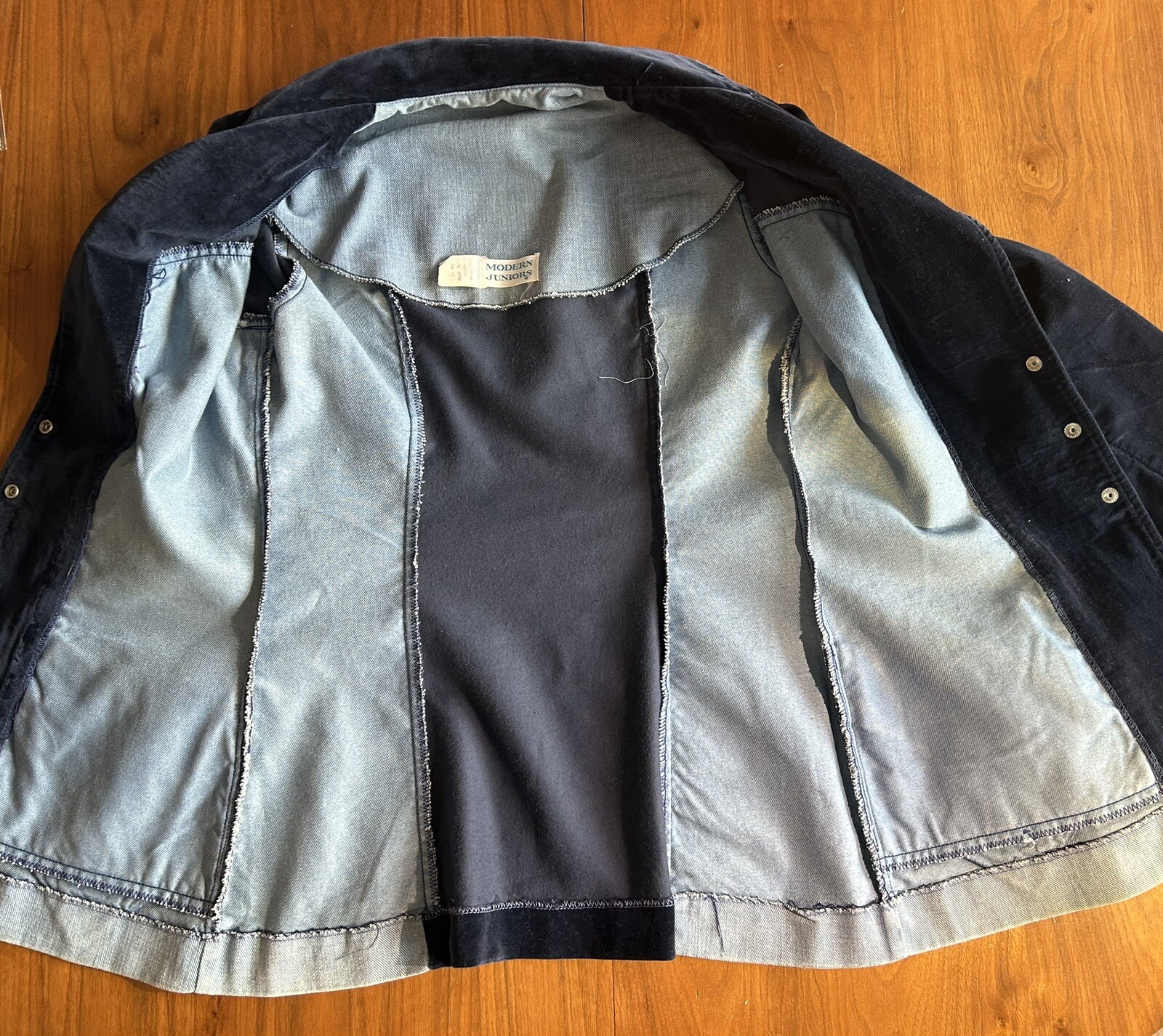 70’s Blazer Jacket Modern Juniors 100% Cotton Velvet & Denim Union Made In USA S