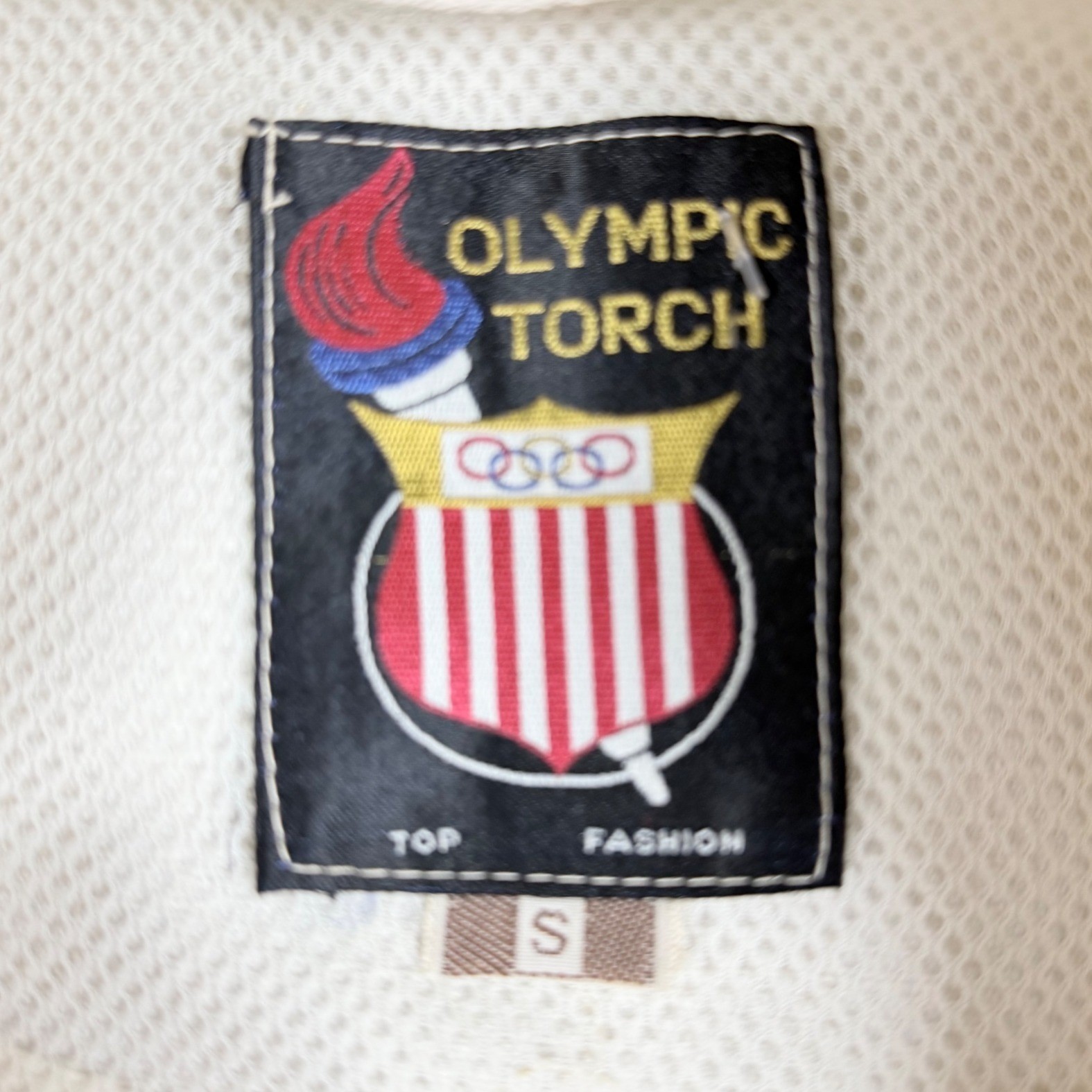 Olympic Torch Womens Vintage Cream Safari Jacket Short Sleeve Utility Top Small
