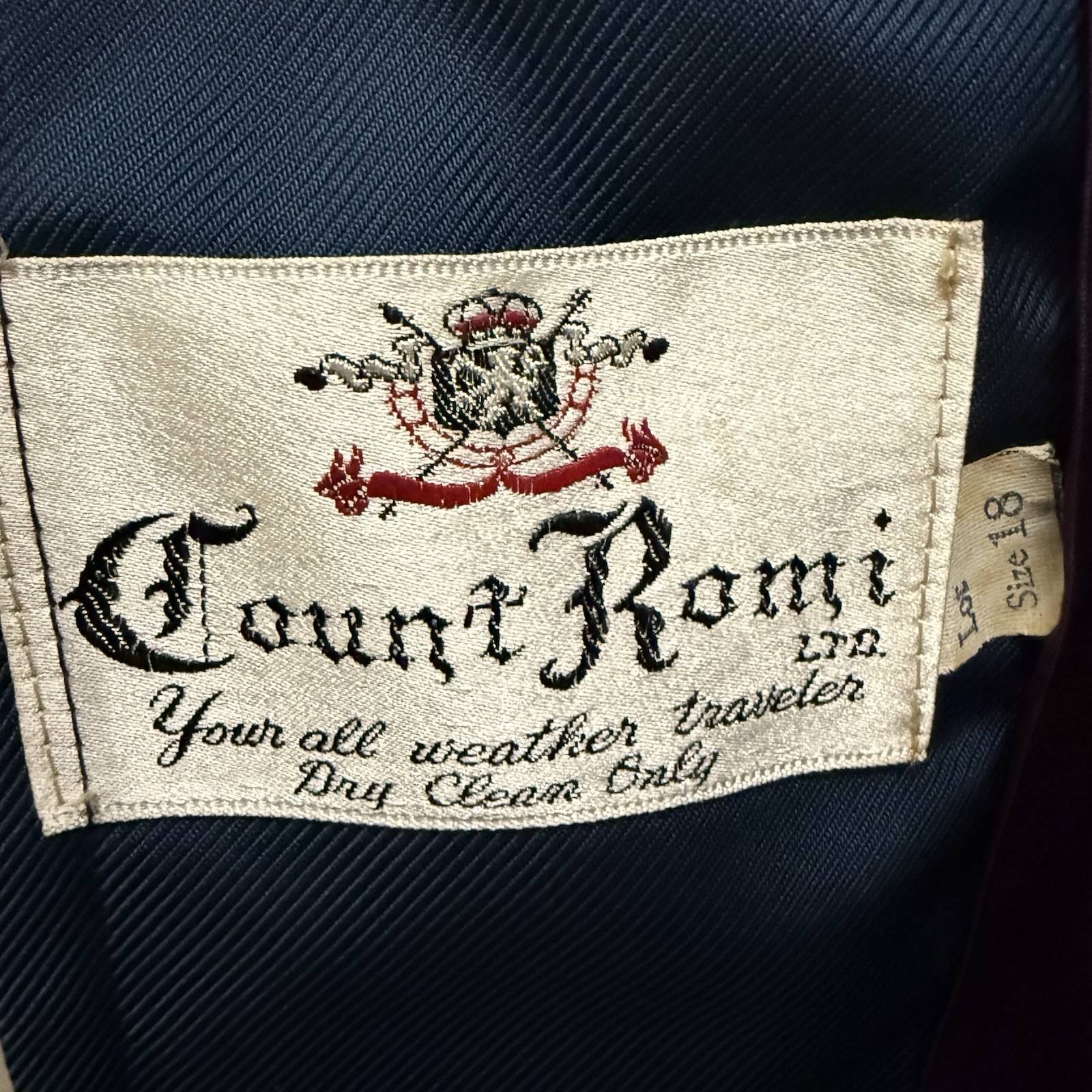 Vintage 70’s Count Romi Slate Blue Belted Trench Coat Size 18