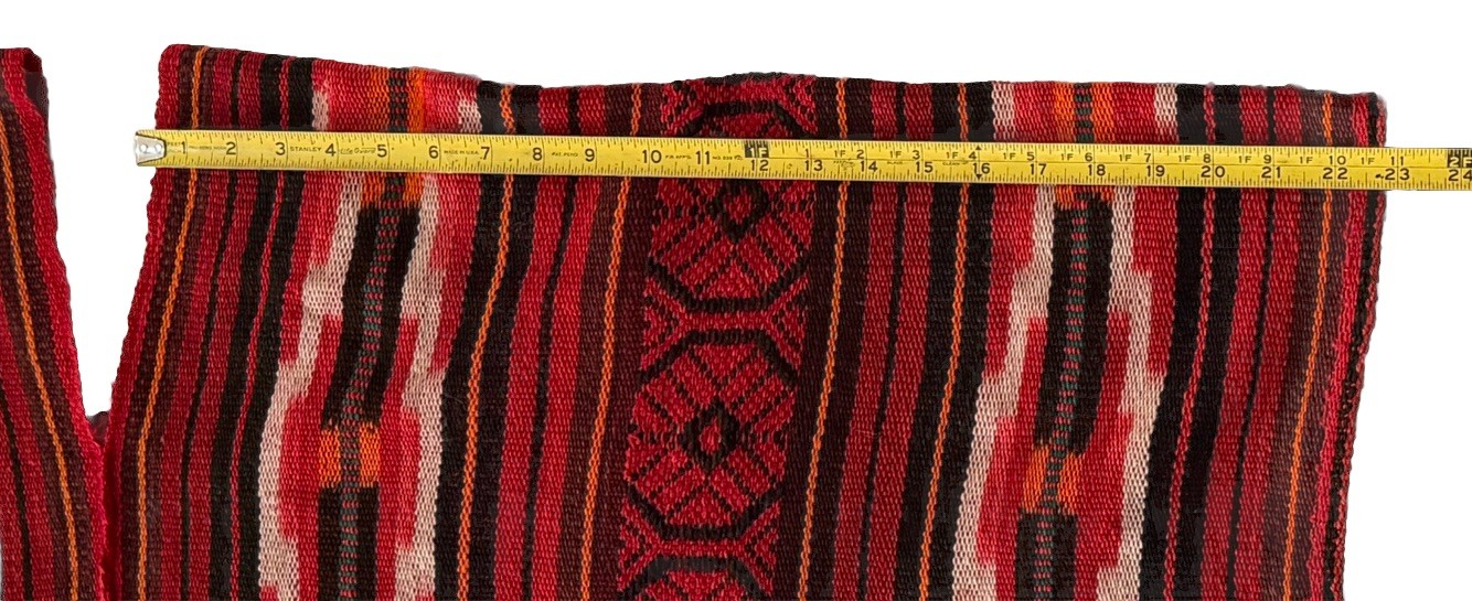 Vtg South American Boho Poncho Red Striped Geometric Acrylic Cotton Blend OS