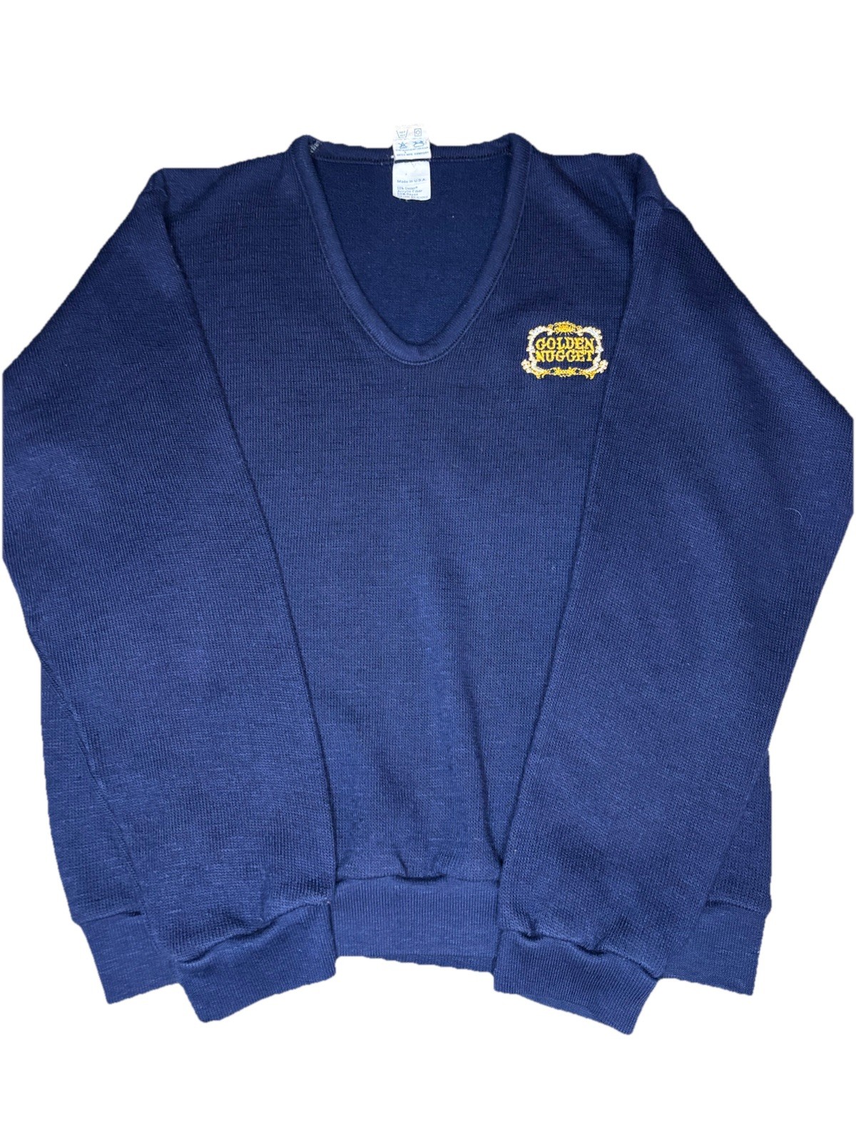 True Vintage Artex Golden Nugget Casino V Neck Sweater size M made in USA 70/80s