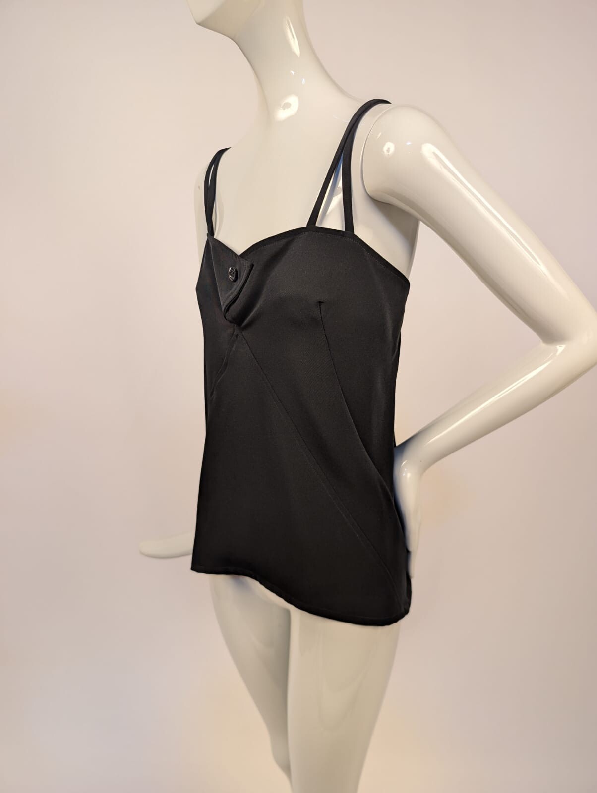 DESIGNER TED LAPIDUS – PARIS VINTAGE BLACK SILK CAMISOLE TOP