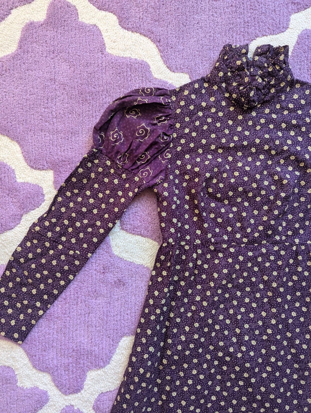 Vintage 70’s Young Edwardian By Arpeja Plum Purple Puff Juliet Sleeves Dress XS