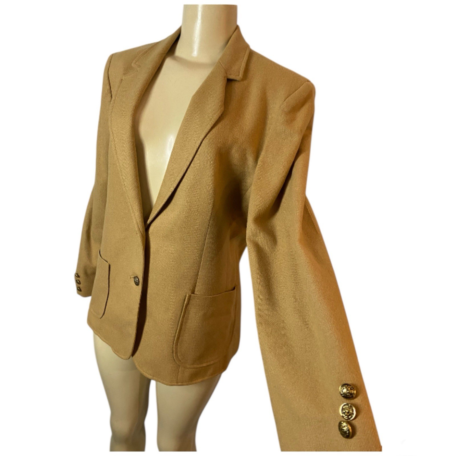 Y2K L.S. Ayres & Co Wool Blend Camel Blazer Jacket Equestrian Riding Size 12