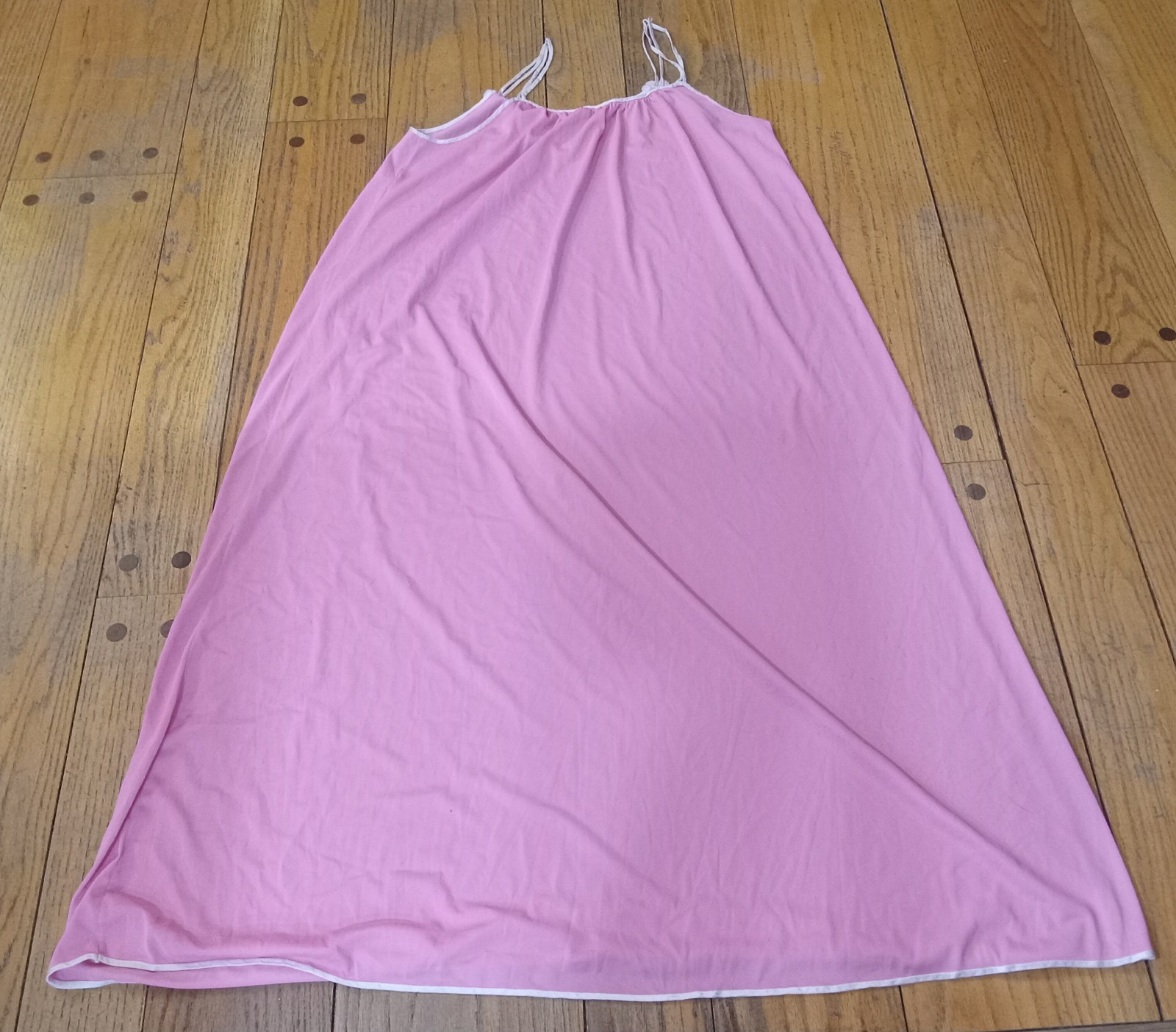 Vtg 60s 100% Pink Nylon Peignoir Nighty & Robe Set Floral Snap Covers Sz M USA