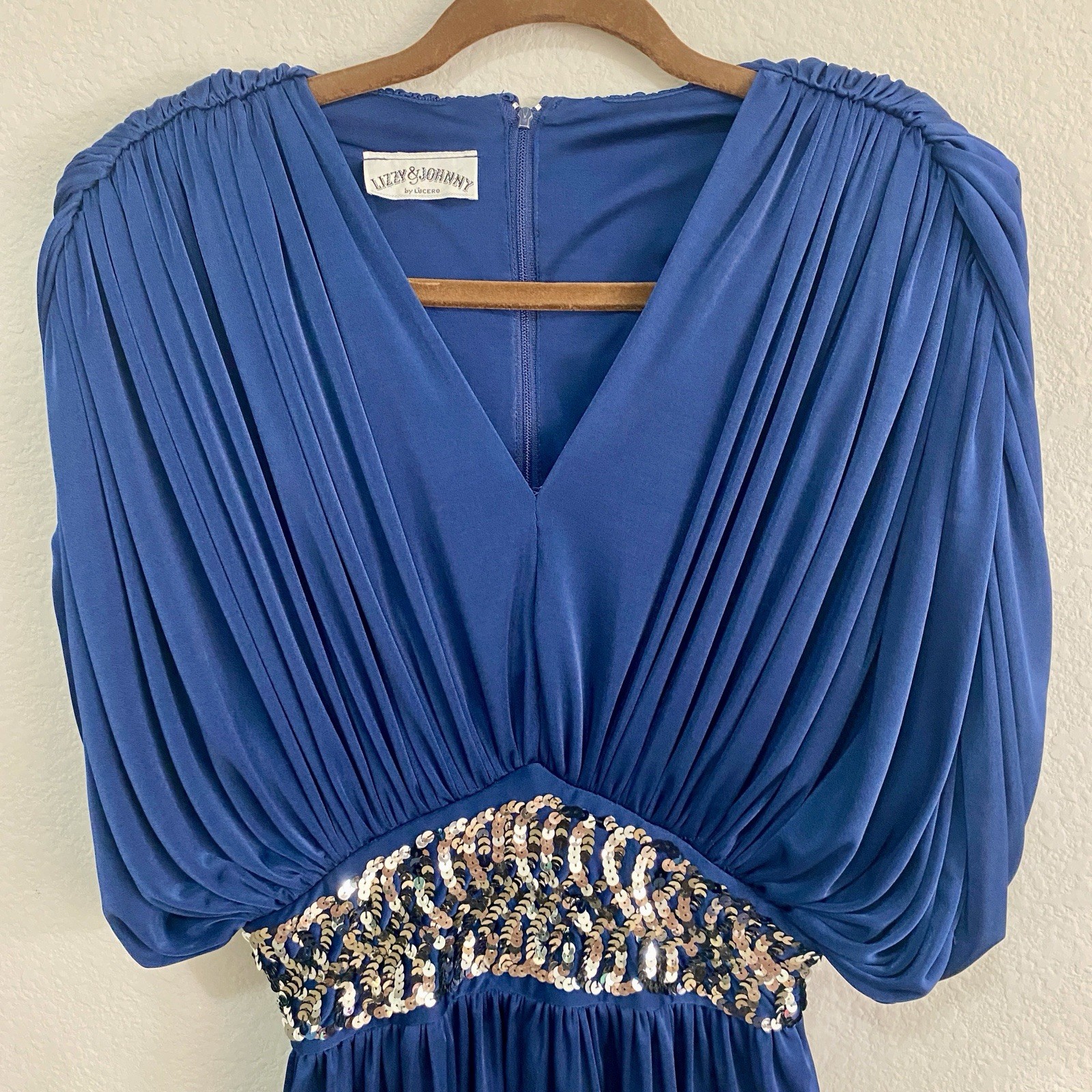 VTG Lizzy & Johnny By Lucero Women’s Jumpsuit Disco Sequin Harem Drape Batwing