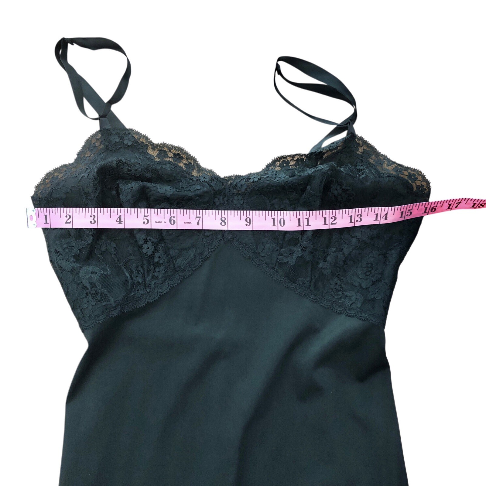 Vintage Gossard Artemis Full Slip Adj Straps Nylon Lace Black Negligee Size 32