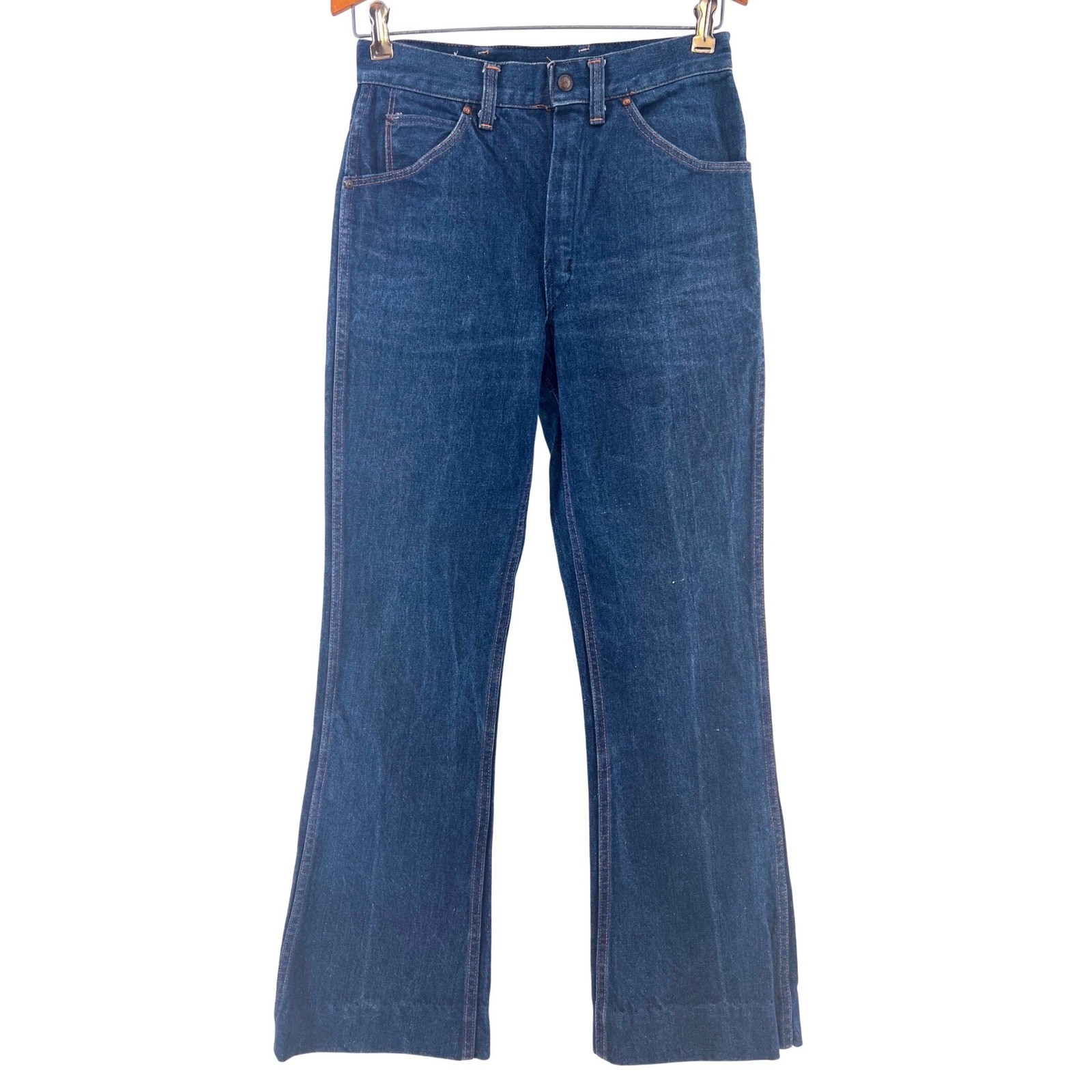 Vintage Big Yank High Waisted Flare Leg Jeans Dark Wash Denim 26×29.5in Western