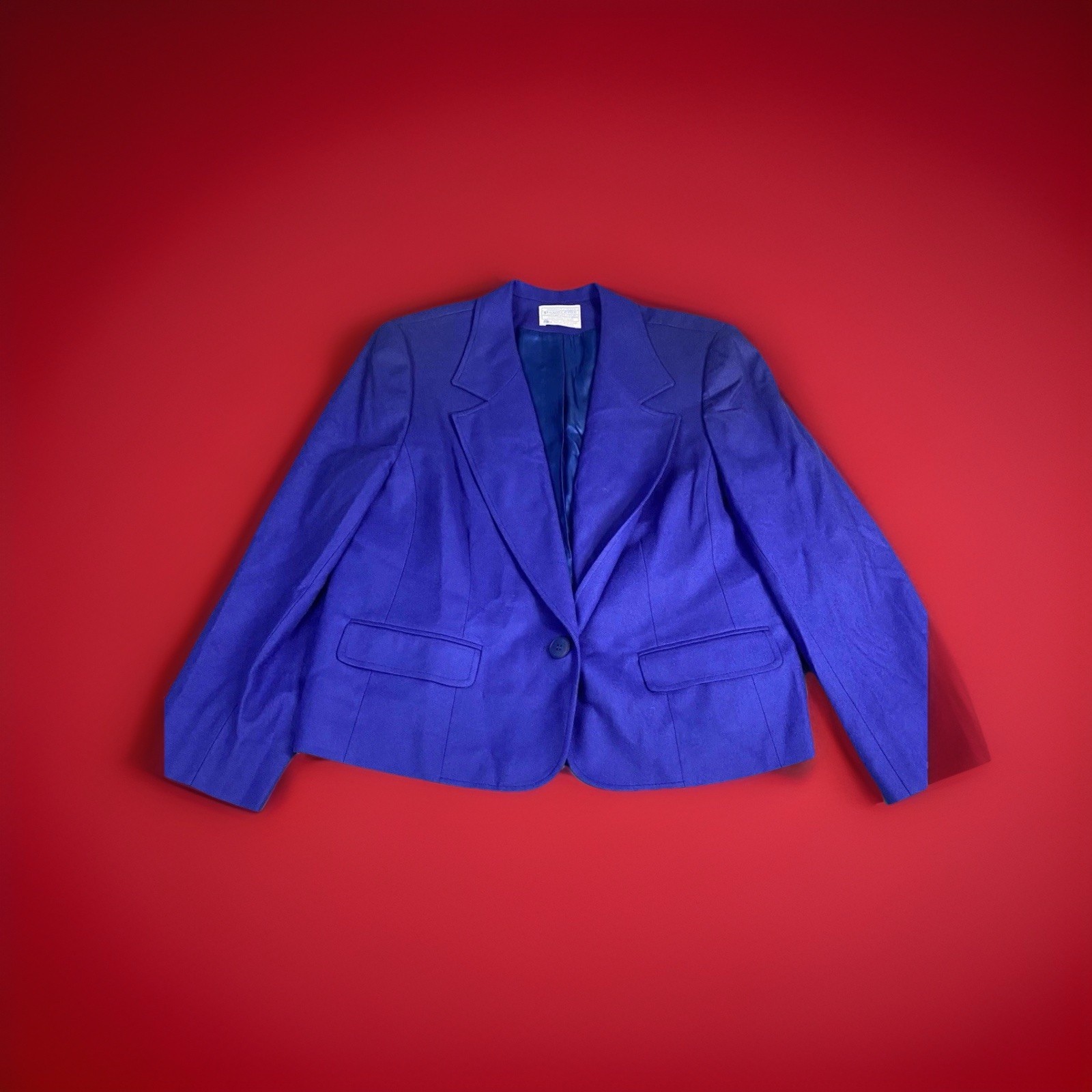 Pendleton Womens Blazer 20W Blue Virgin Wool USA One Button Jacket