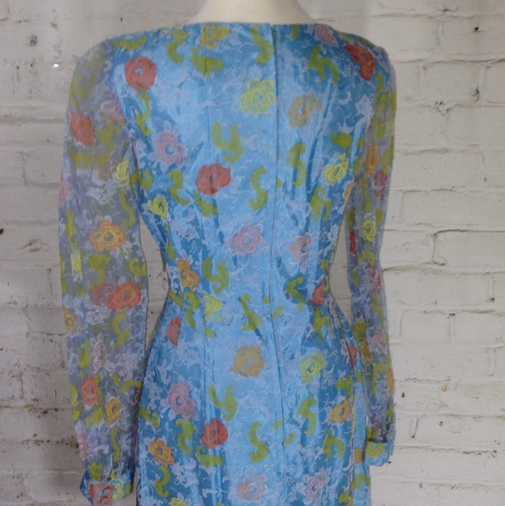 Vintage 40’s 50’s Dress Roses MOD Velvet Floral Pattern Garden Tea Party OOAK