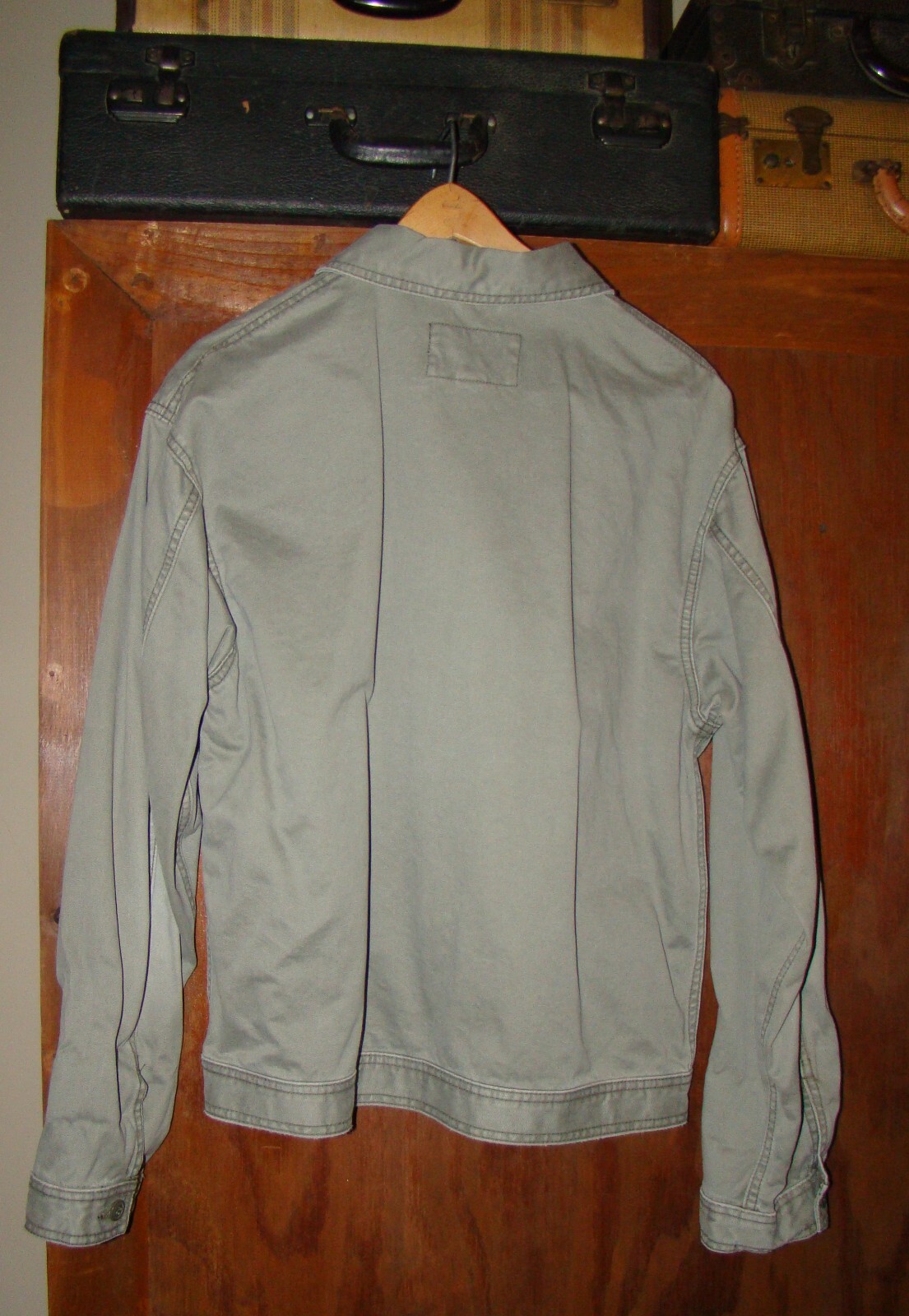 Sm Zipper Pockets Cotton Pale Tinted Army Green American Eagle Jacket