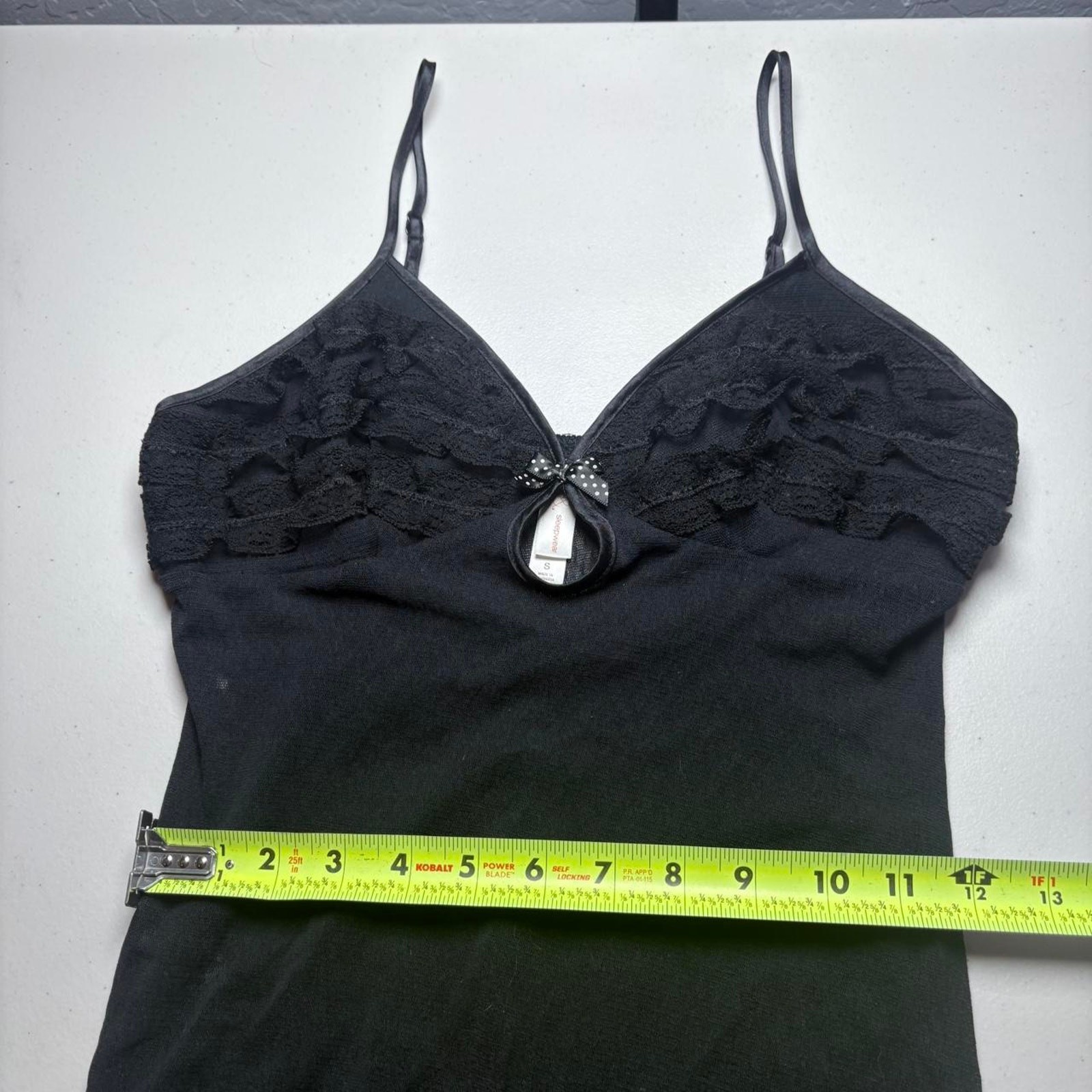 Y2K Gilligan & O’Malley Black Mesh Lace Trim Mini Slip Dress