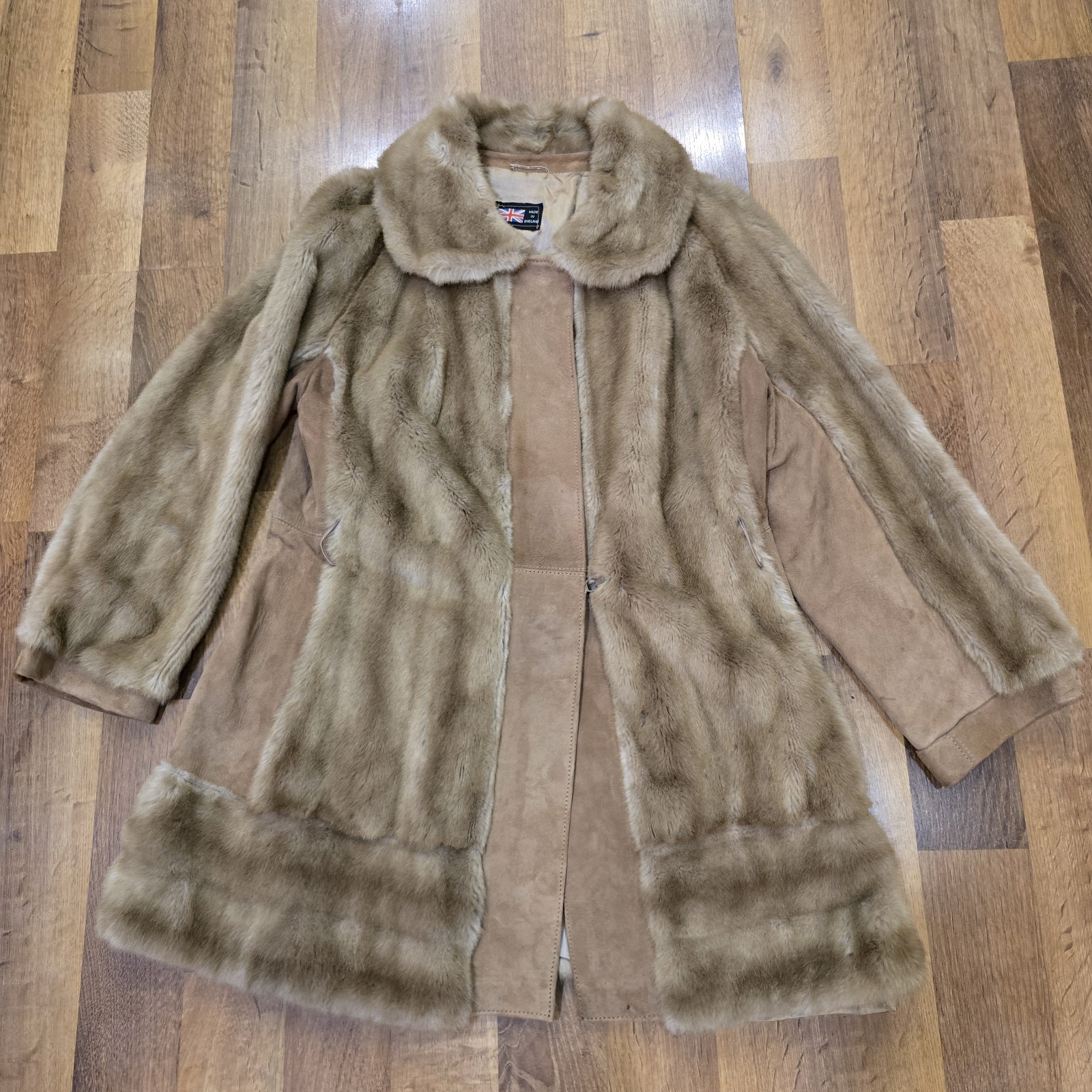 Vintage Lilli Ann Faux Fur Coat Women S/M 19.5 Pit To Pit Brown Lobster Clasp RD