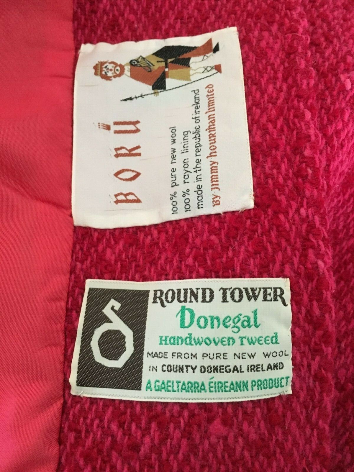 1950’s Vintage Handwoven Donegal Tweed by Jimmy Hourihan- Fuscia Women’s Large
