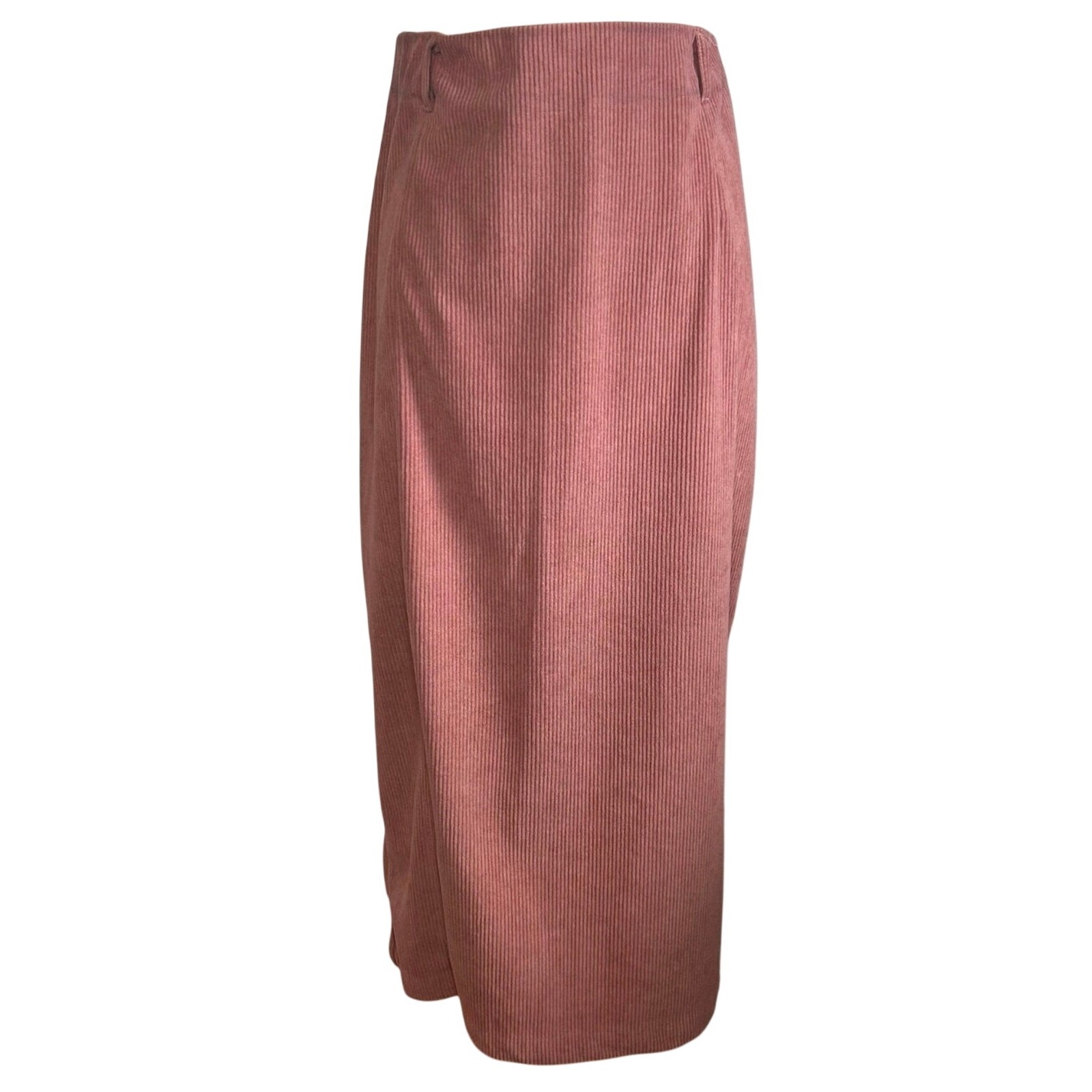 VTG 90s Mauve Thick Corduroy Midi Skirt M Grunge Minimalist Casual Cottage Boho