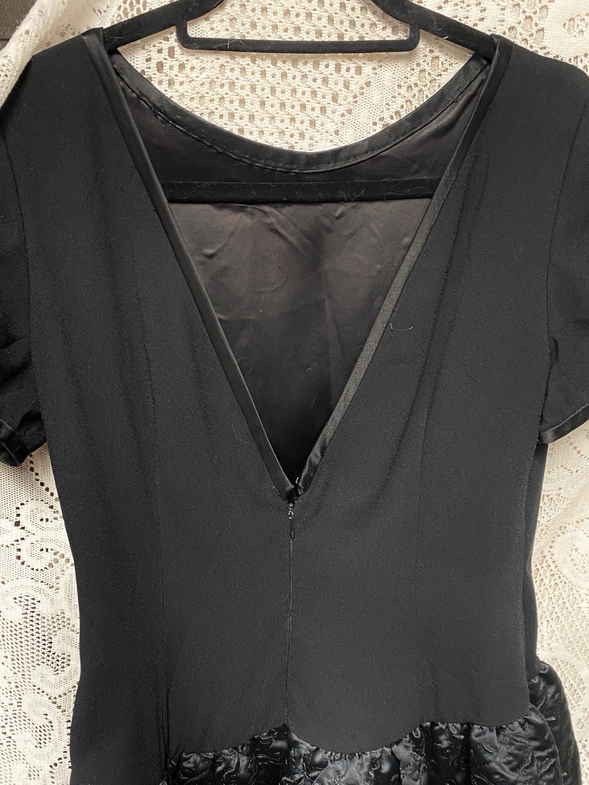 Black Dress Bill Blass Vintage Designer Size 12 / Drop Waist /Full Quilted Skirt