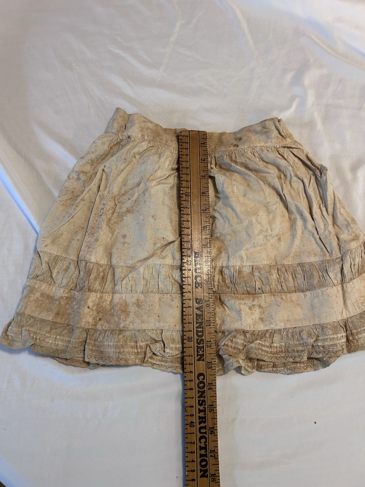 Vintage White Cotton Bloomers Long Underpants with Eyelet Lace Trim