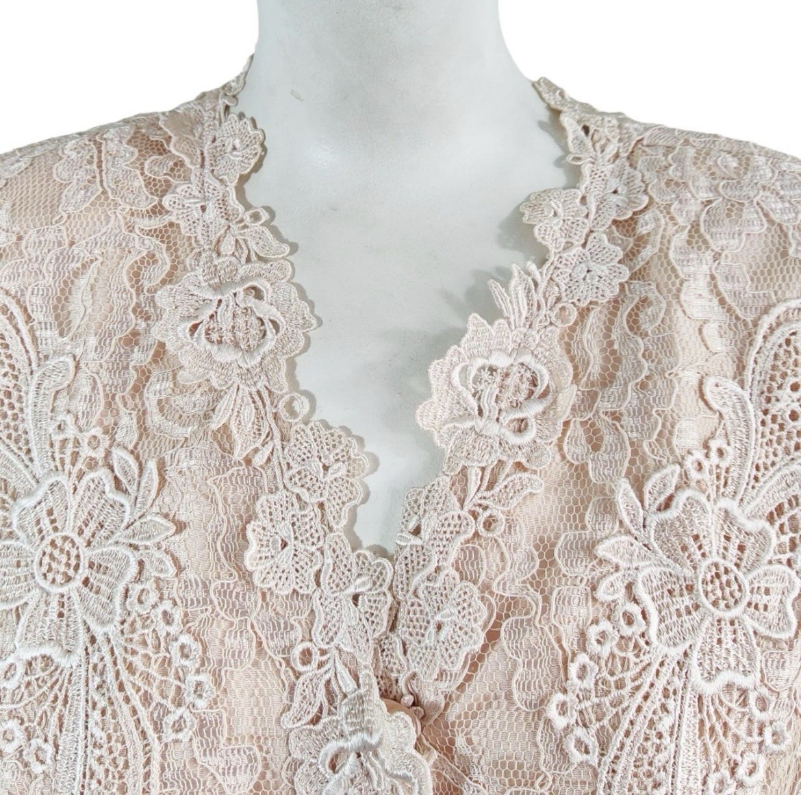 VTG 90s Lisa Michaels Romantic Coquette Top Jacket Peach Lace Size 24
