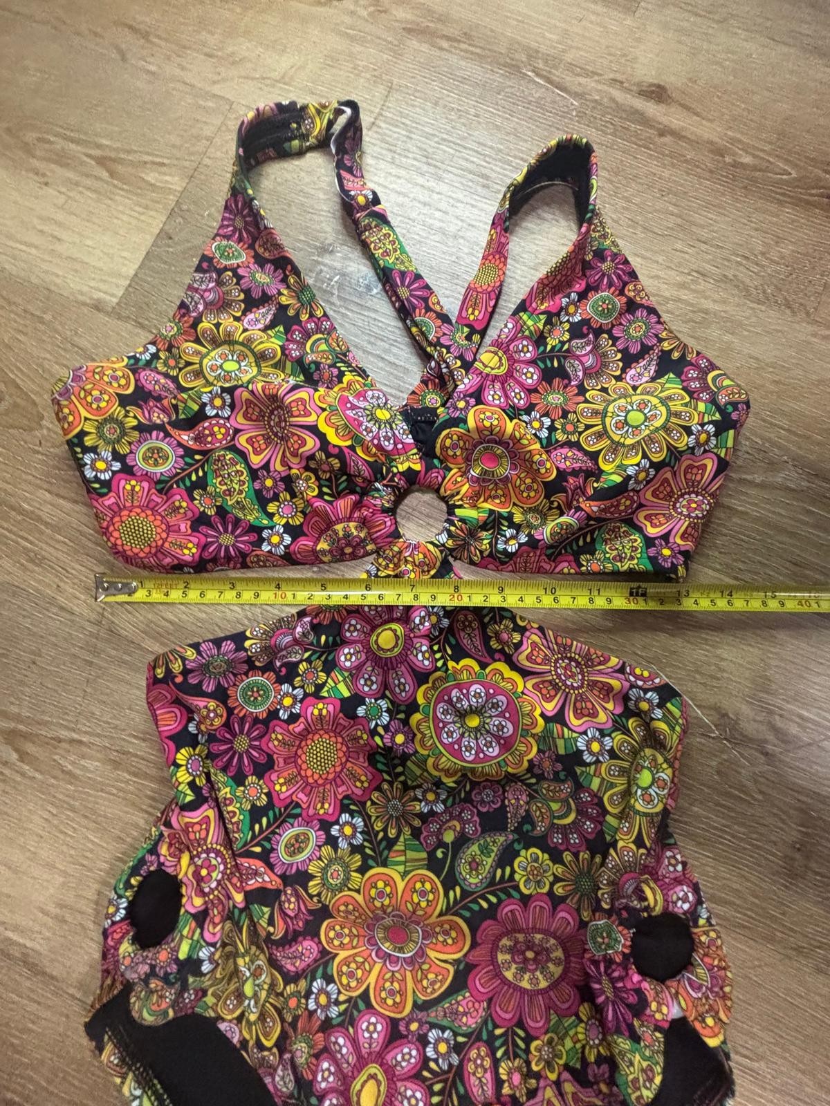 Vintage 60s Cole Of California Multicolored Blue Bathing Suit Size 10 Large NWT