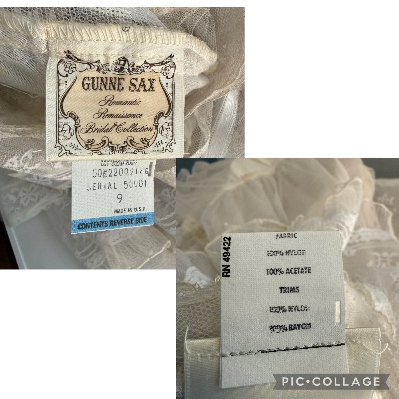 Vtg 80s Gunne Sax Romantic Renaissance Bridal Collection Prairie Lace Sz 9