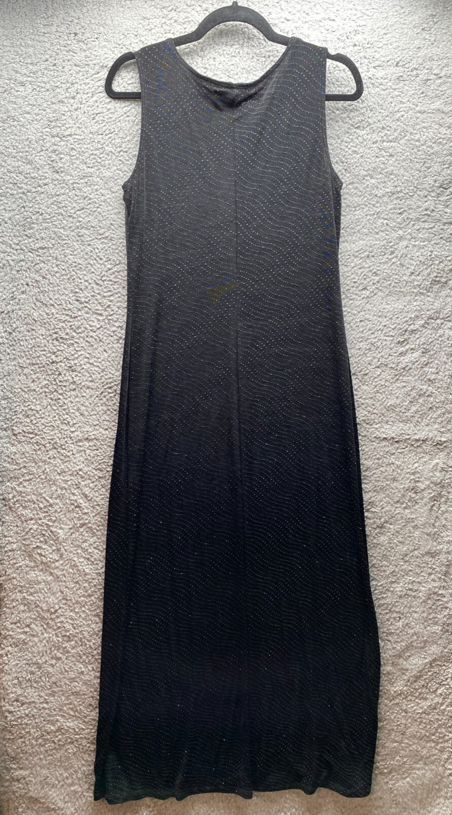 90s Y2K I.N. Studio Women’s Size 12 Black Sparkly Maxi Dress Party Stained Pits