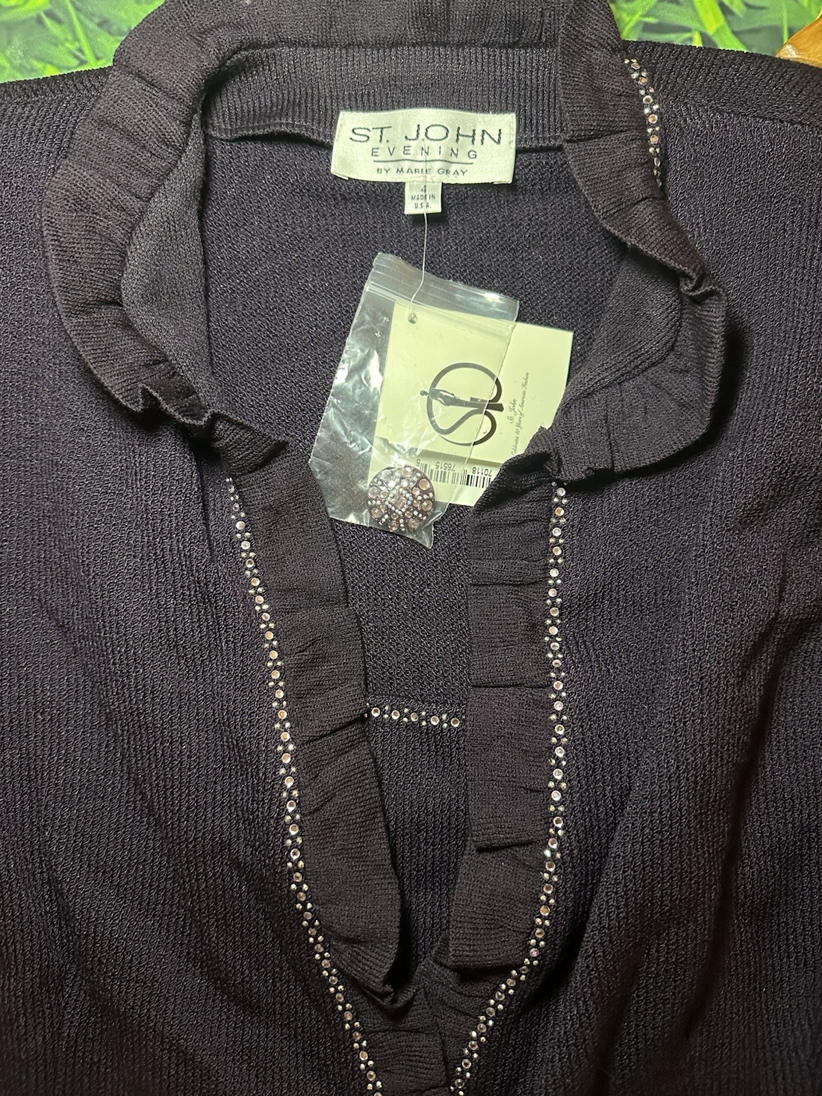 NWT Vtg 2002 St. John Evening Marie Gray Purple Wool Blend Knit Blazer 4 $1150