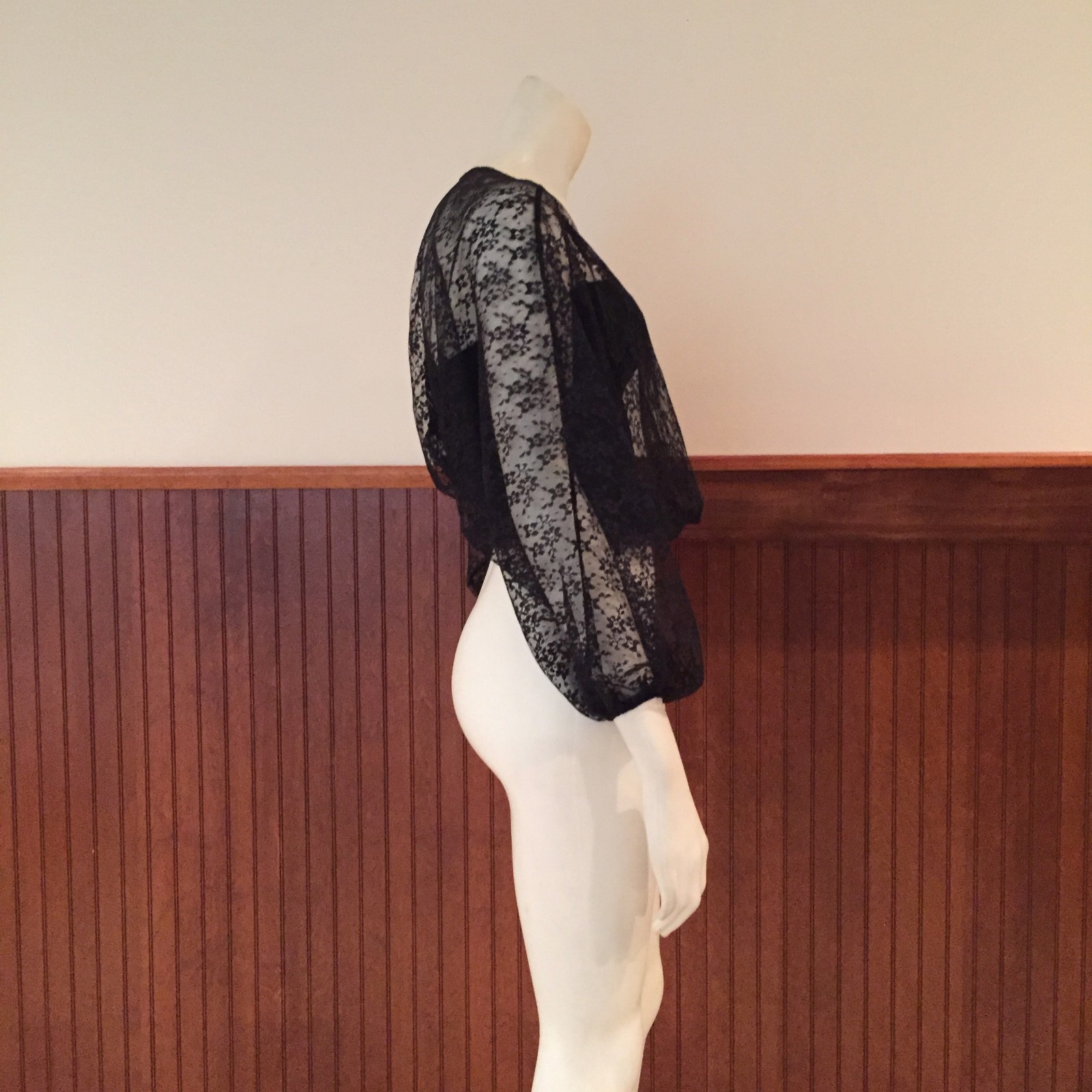 Black Lace Top and Strapless Top with Ruching – Size: Small (estimated)