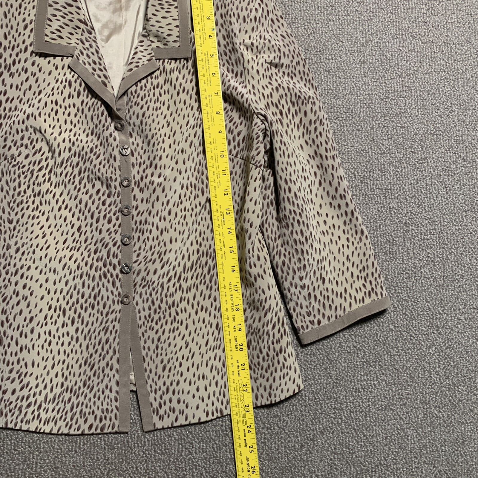 Vintage Vera Cristina Jacket Women S 100% Silk Blazer Beige Animal Print Lined