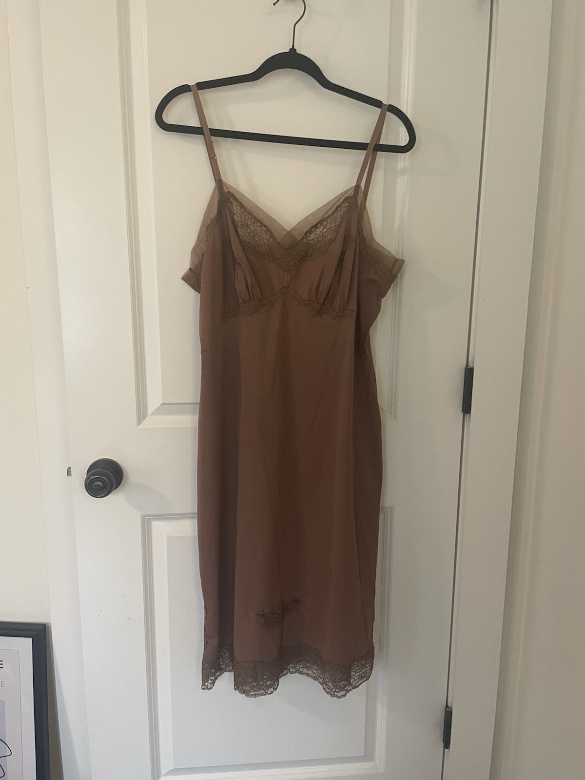 Vintage Van Raalte Suavette Full Slip Mocha Mushroom Brown Lace Size 40, 07206A