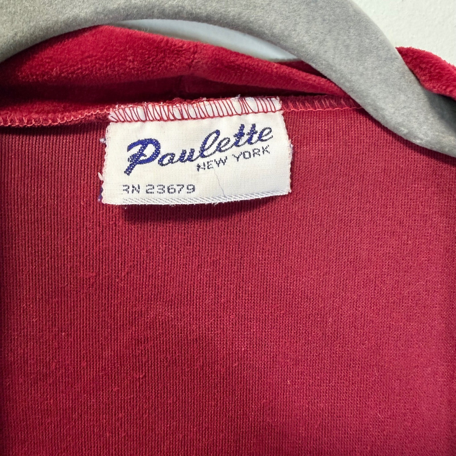 Vintage Paulette New York Red Velour Beaded Pagoda Maxi Hostess Robe Small