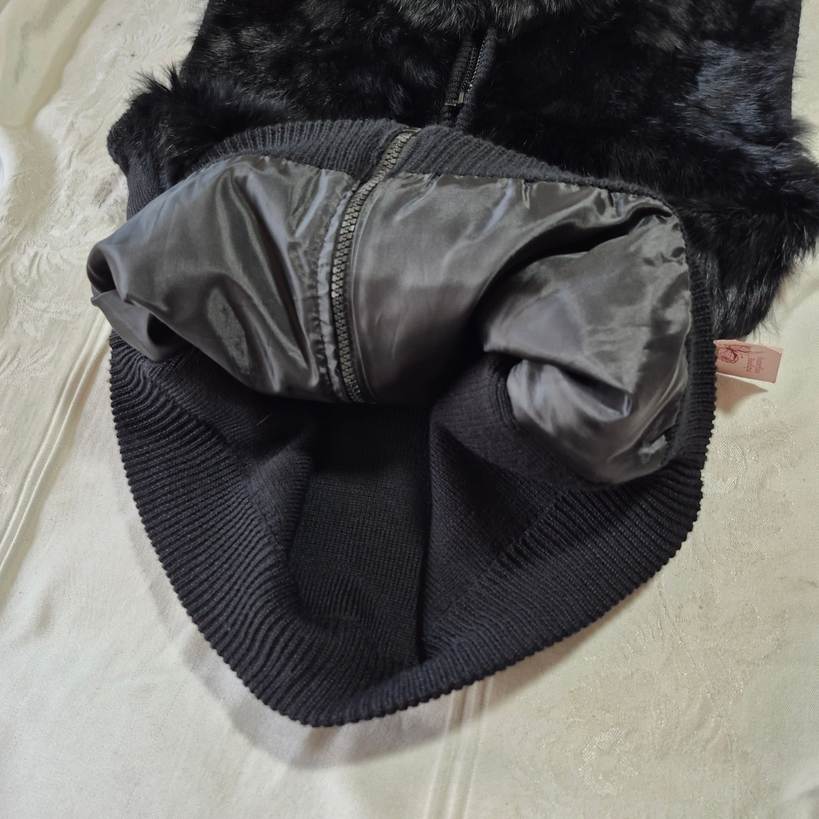 VTG 80s Rochelle California Real Rabbit Fur Wool Sweater Vest Black Medium MINT
