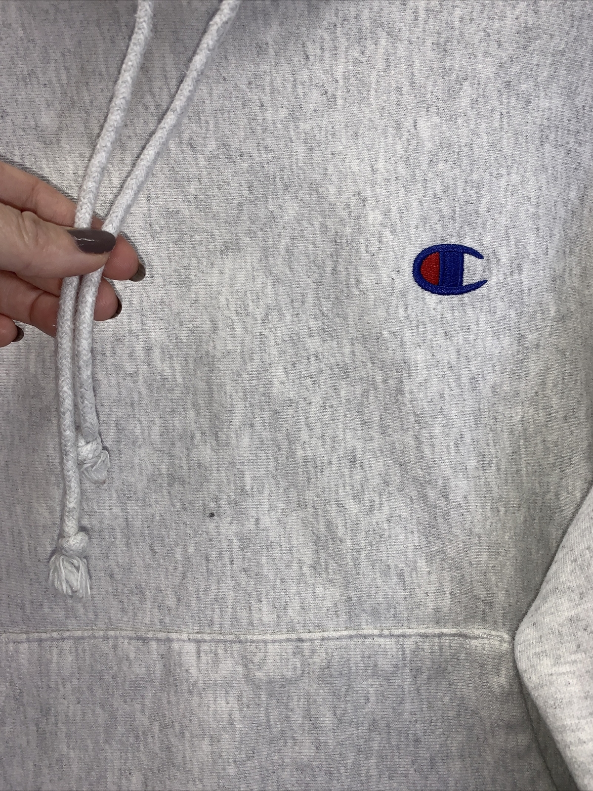 Vintage Champion Reverse Weave Heather Grey Hoodie Mens/Womens XS-8586