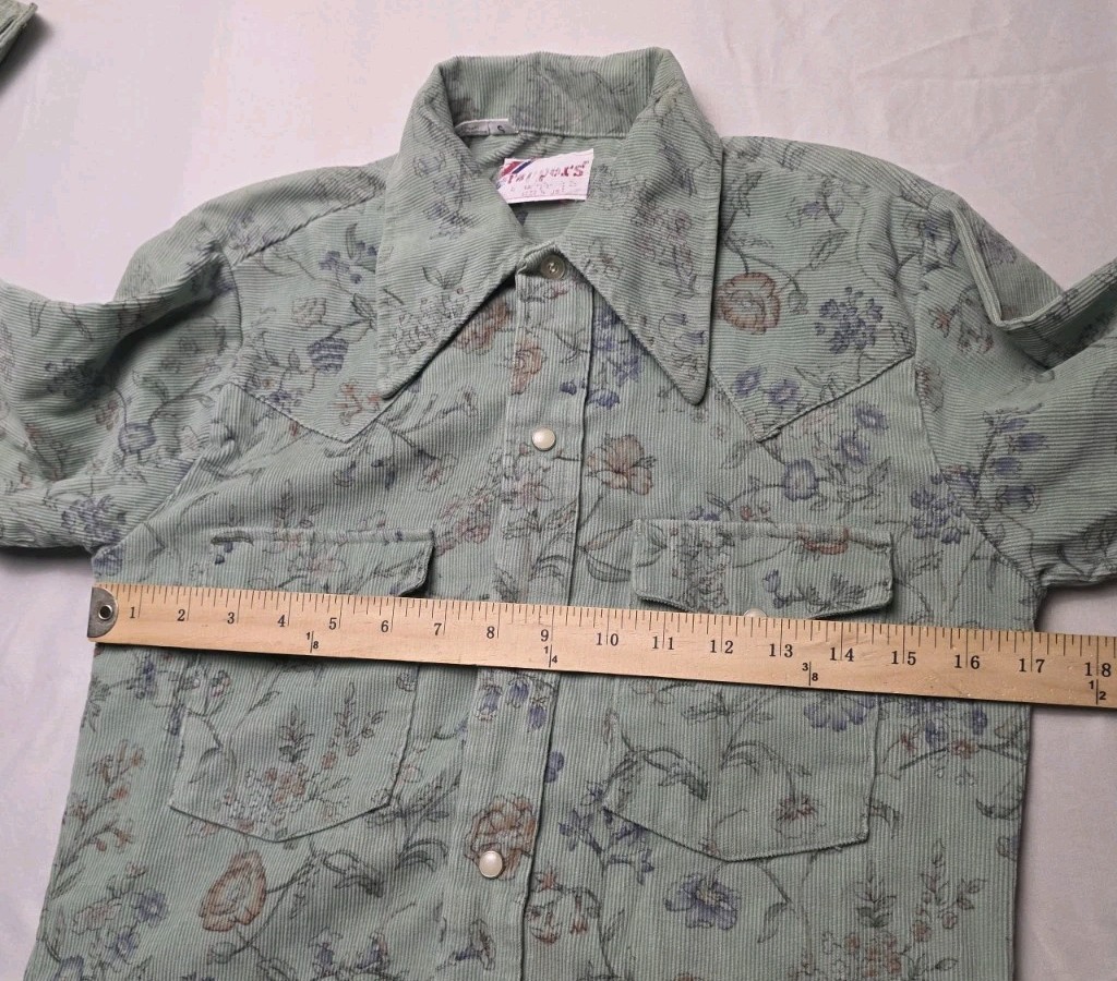 Vtg 70s Rappers Floral Corduroy Western Pearl Snap Shirt Women S Retro Cowgirl