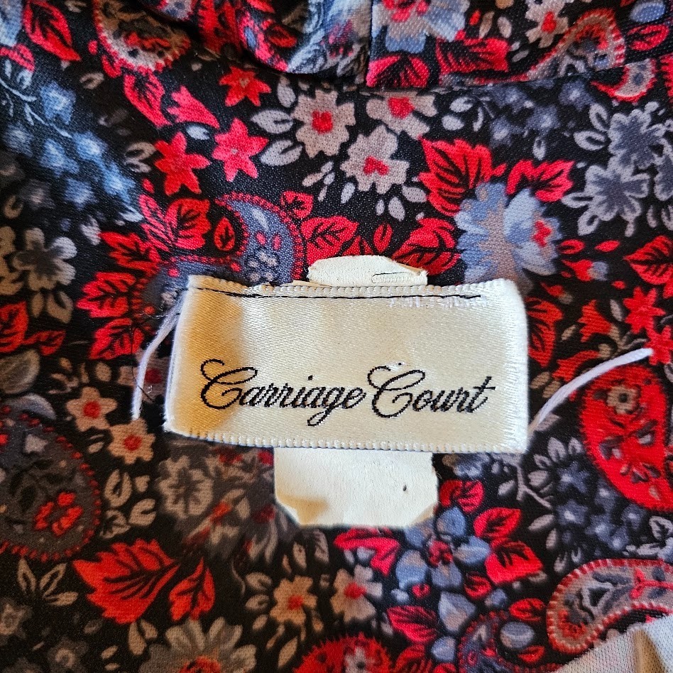 Vtg 80s Pussy Bow Power Suit Paisley Floral Dress w/ Blazer Secretary Dress M