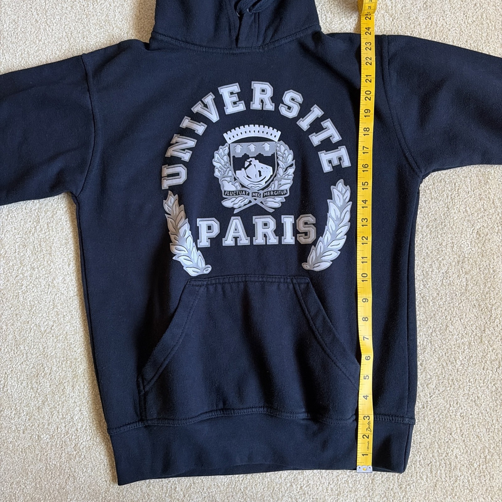 Vintage 90s UNIVERSITY of PARIS HOODIE,SMALL.navy Blue