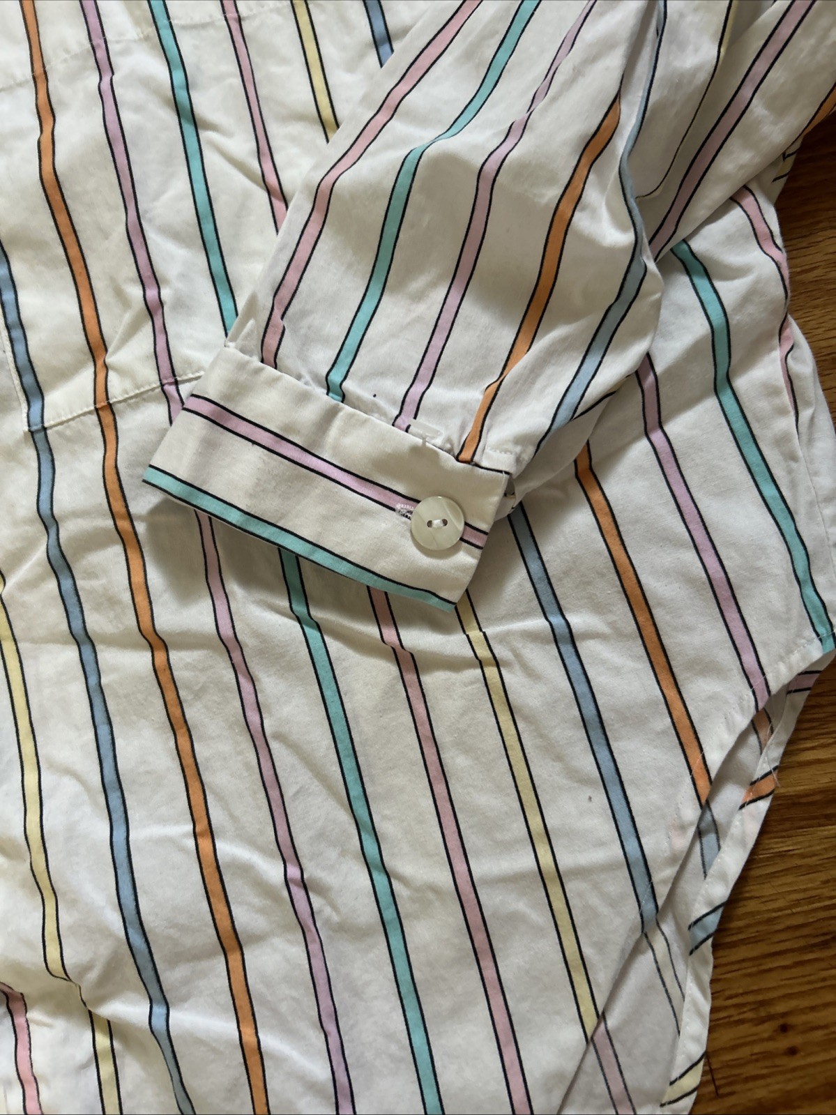 Vintage Averroe Medium Women’s Shirt 100% Cotton Striped Pastels 80’s Candy Vibe