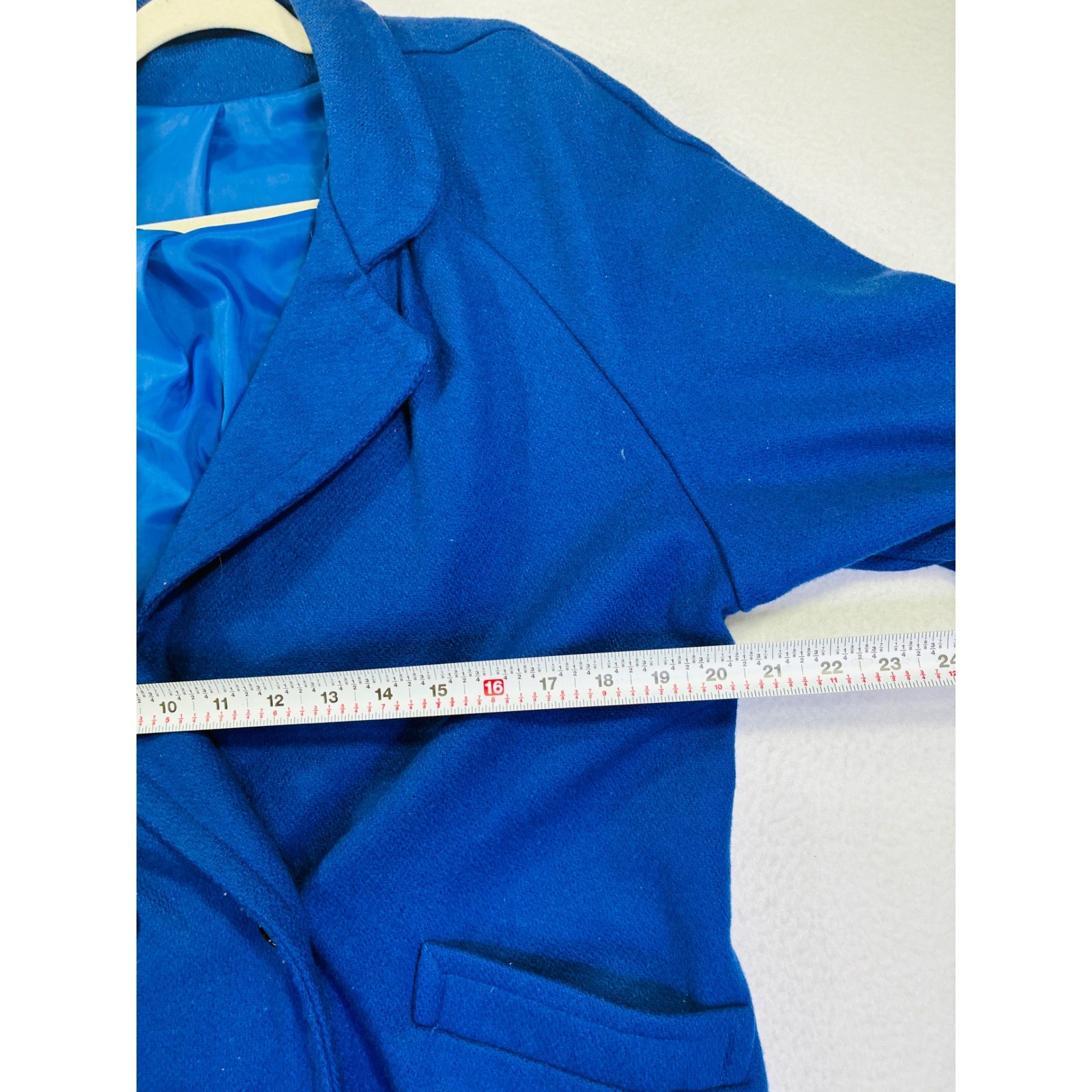 Herman Kay Vintage USA Womens M/L Blue Wool Blend Double Breasted Coat Cuff