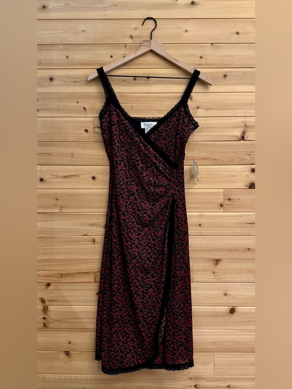 VNTG NWT Nine West Small Rosette Wrap Slip Dress Grunge Romantic Lace Coquette