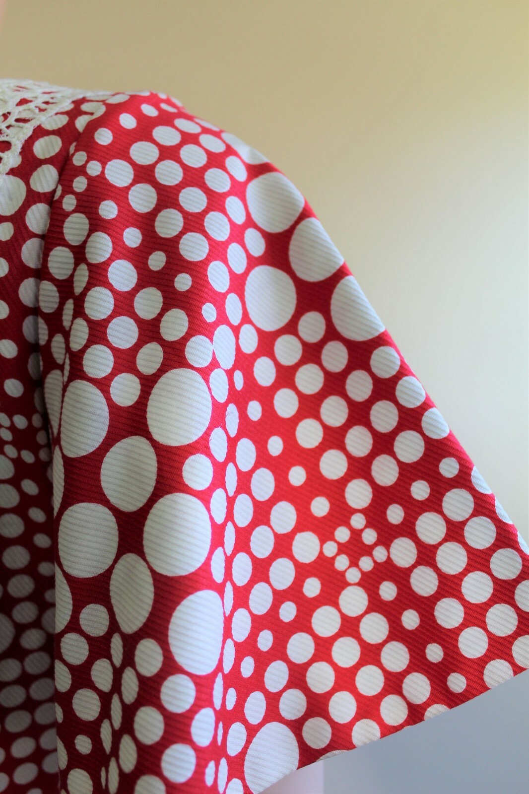 M Vintage 70s Maxi Prom Dress A Line Red White Polka Dot SS Puritan Juniors